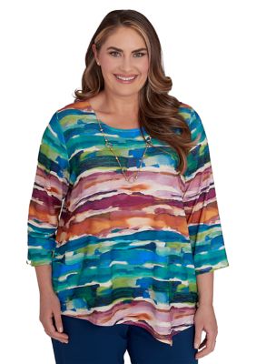 Plus Classics Watercolor Biadere Top