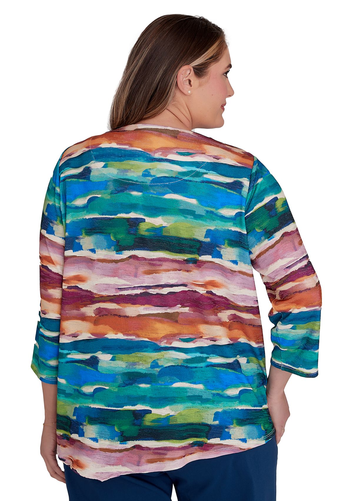 Plus Size Classics Watercolor Biadere Top