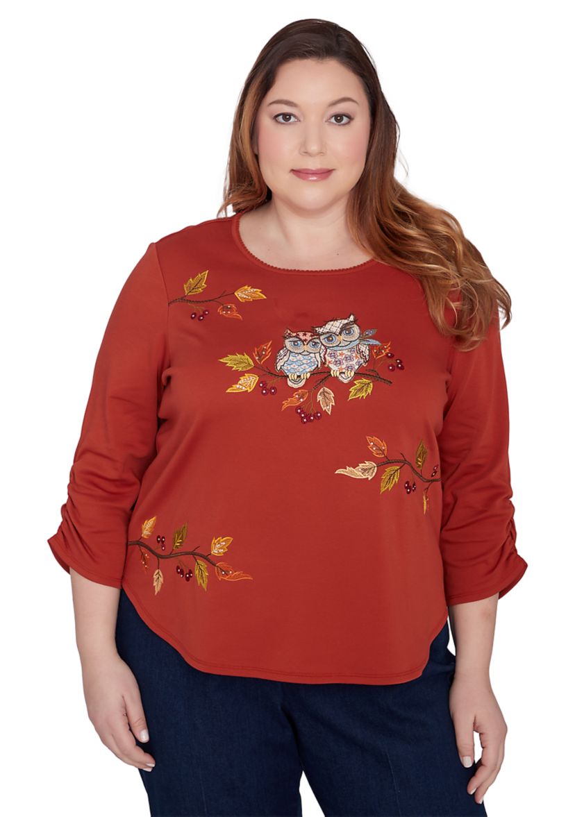 Plus Size Classics Nuzzling Owls Top