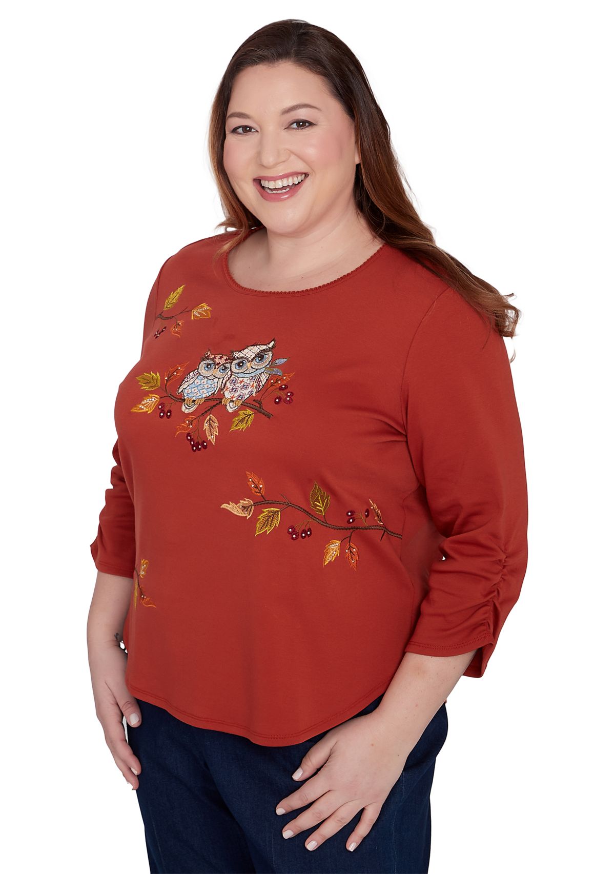 Plus Size Classics Nuzzling Owls Top