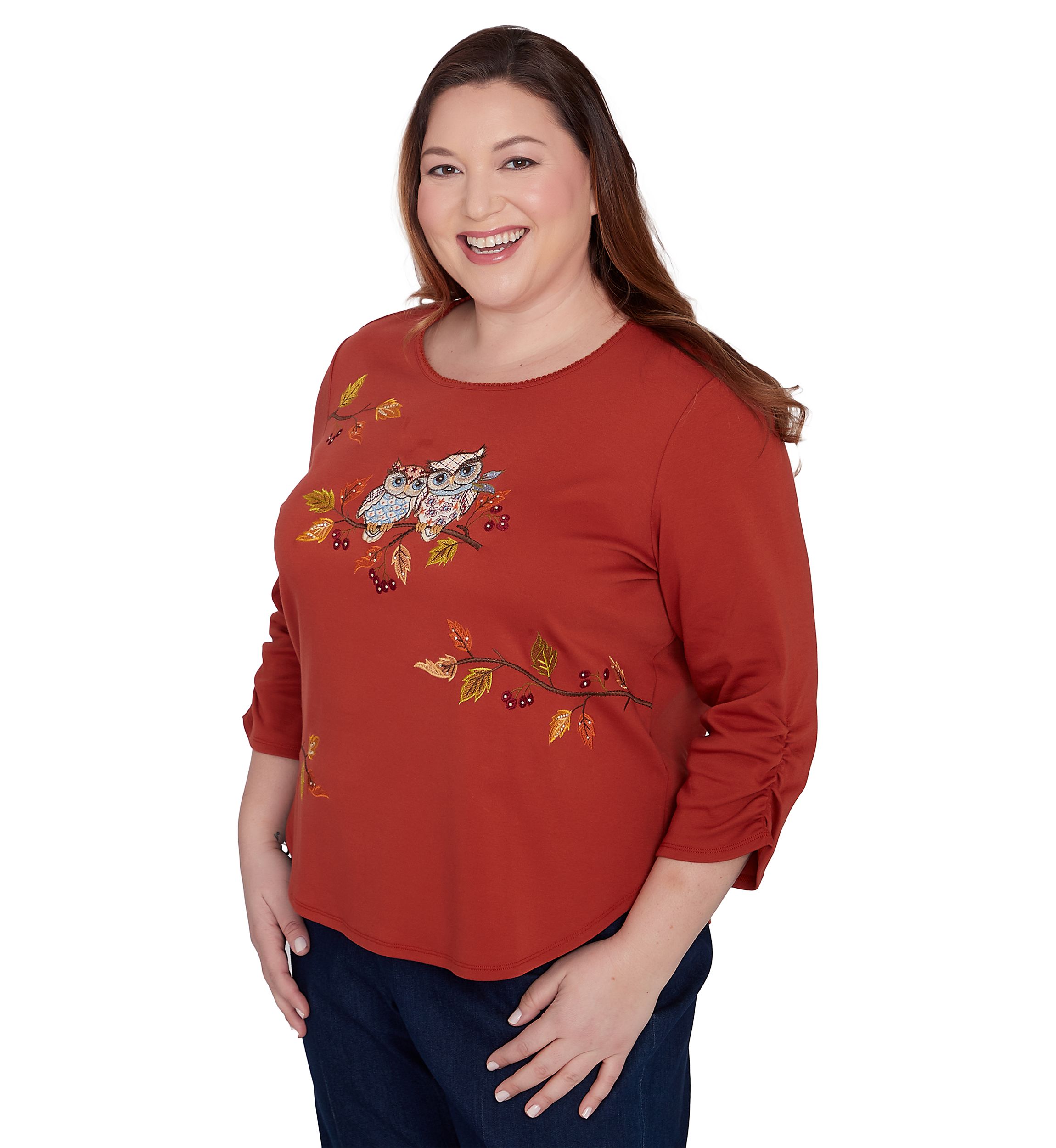 Plus Size Classics Nuzzling Owls Top