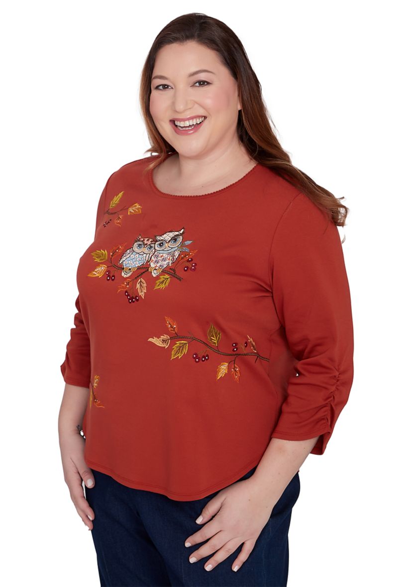 Plus Size Classics Nuzzling Owls Top