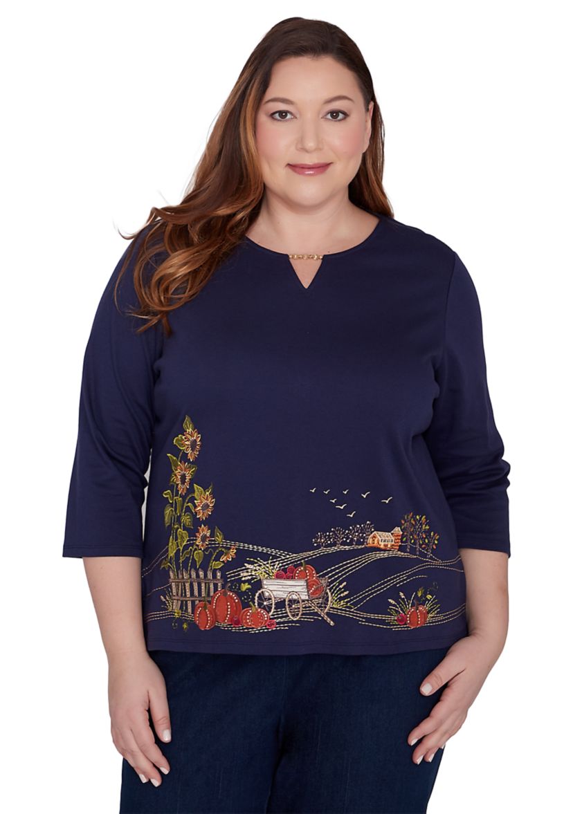 Plus Size Classics Farmhouse Scenic Top
