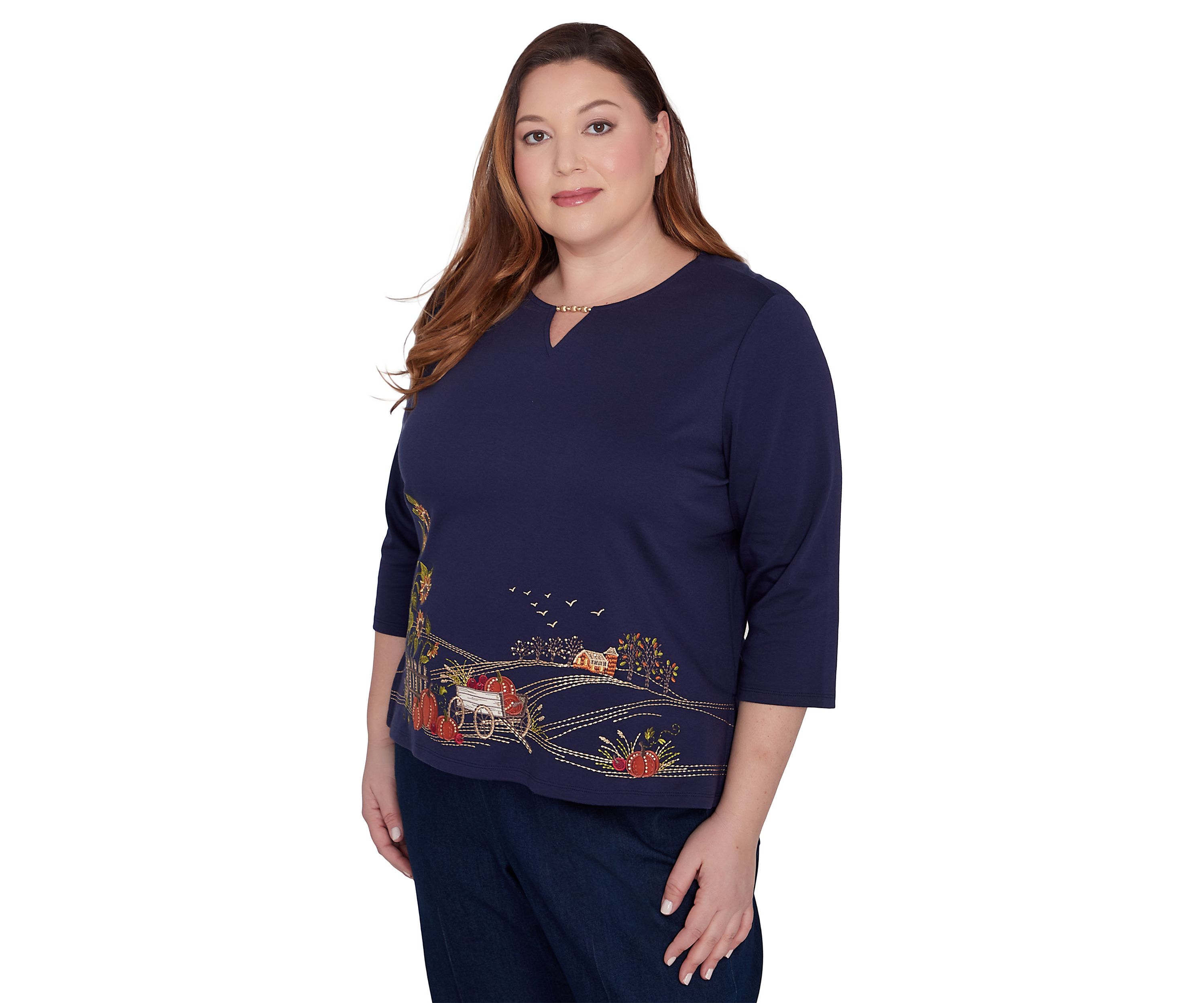 Plus Size Classics Farmhouse Scenic Top