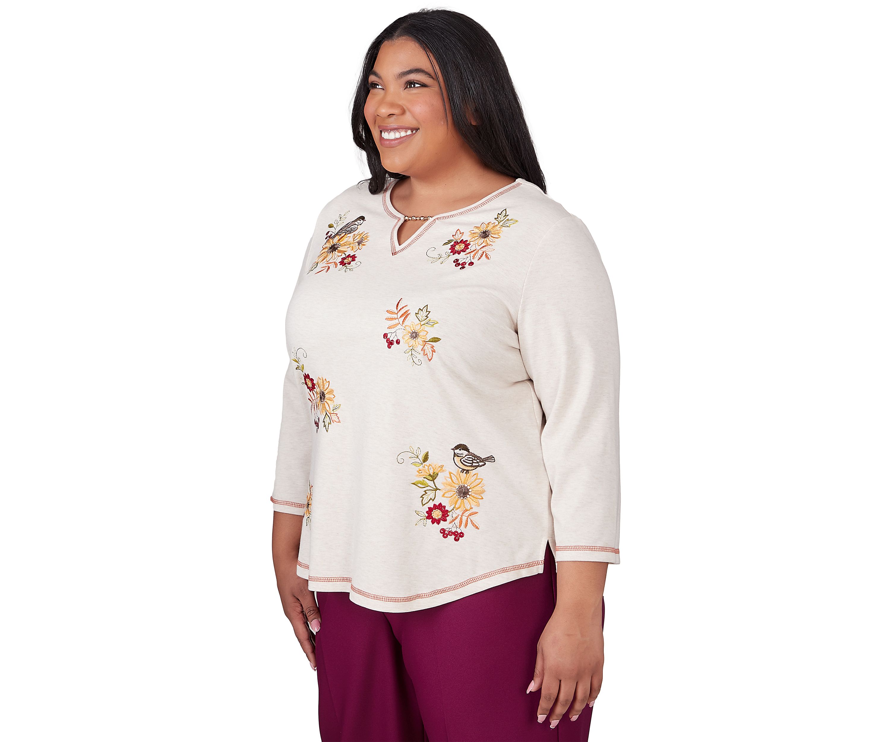 Plus Size Classics Sunflowers with Birds Top