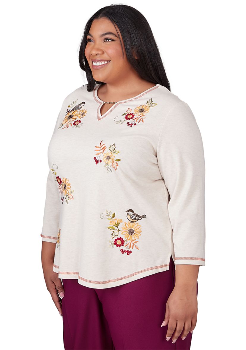 Plus Size Classics Sunflowers with Birds Top