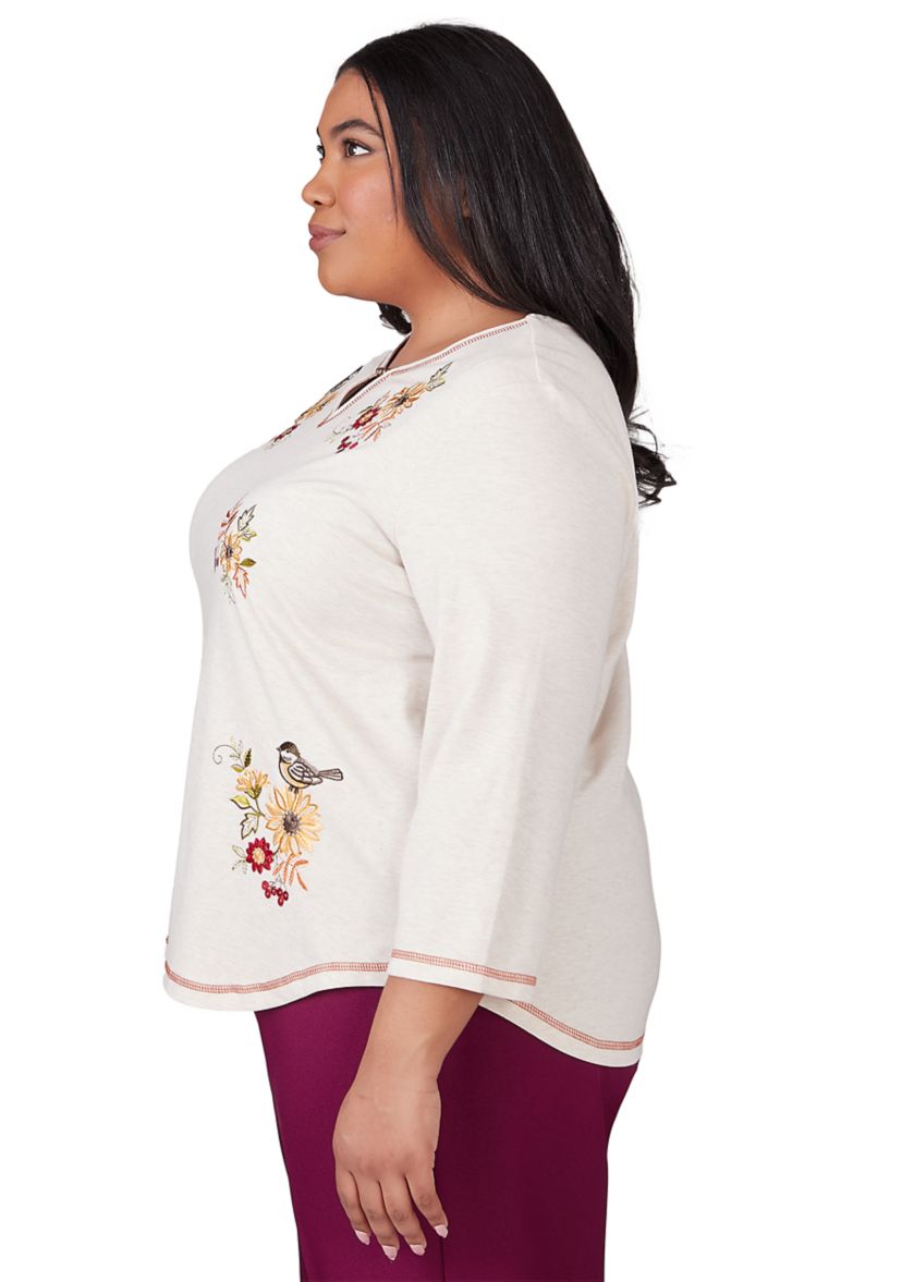 Plus Size Classics Sunflowers with Birds Top