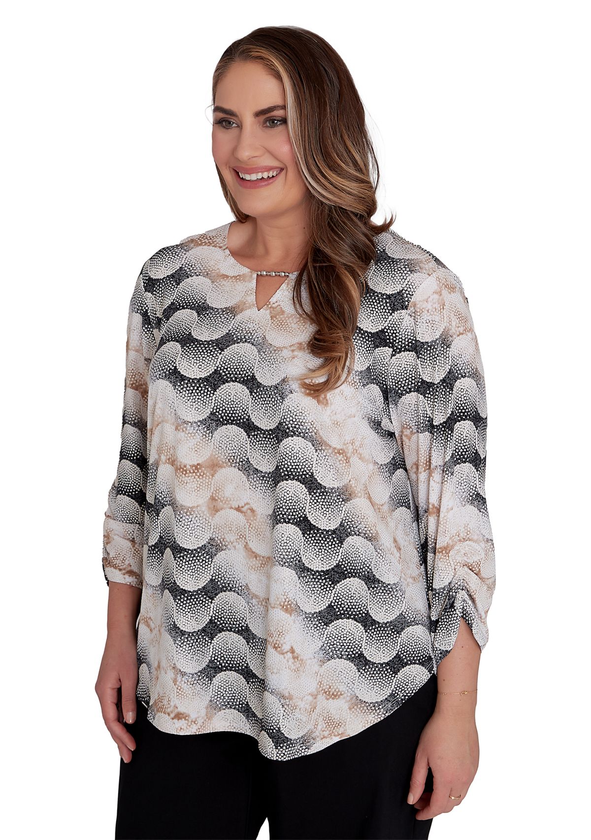 Plus Size Classics Dot Printed Top