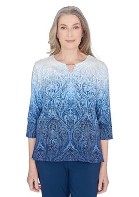 Petite Classics Ombré Medallion Blouse