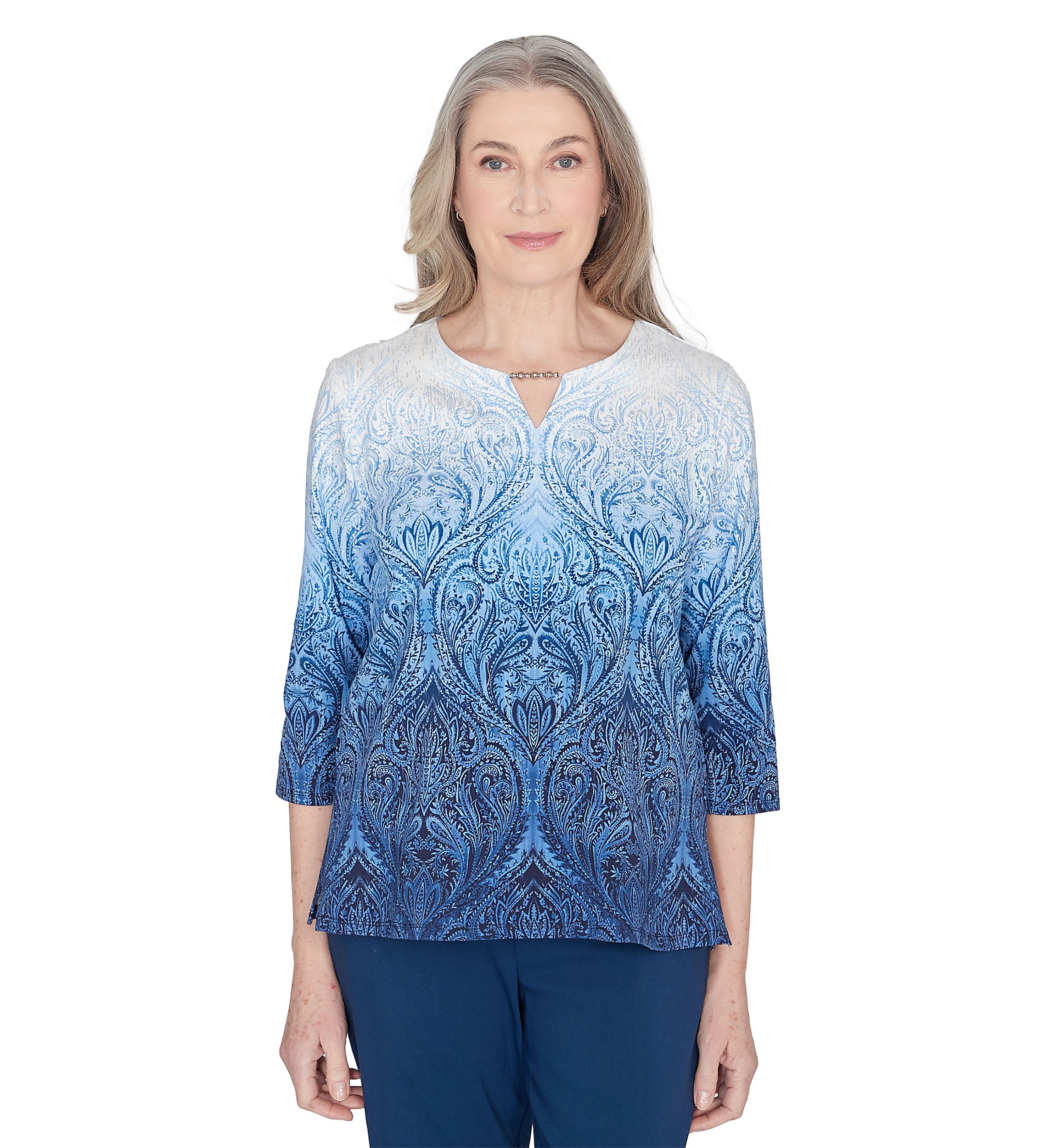Petite Classics Ombré Medallion Blouse