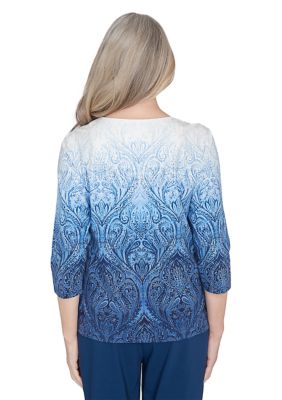 Petite Classics Ombré Medallion Blouse