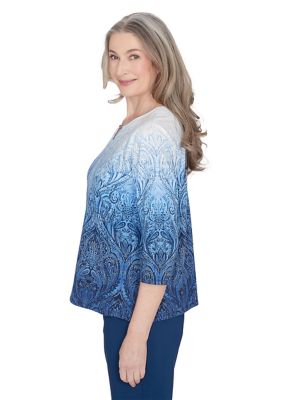 Petite Classics Ombré Medallion Blouse