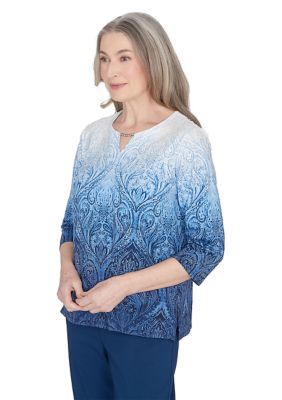 Petite Classics Ombré Medallion Blouse