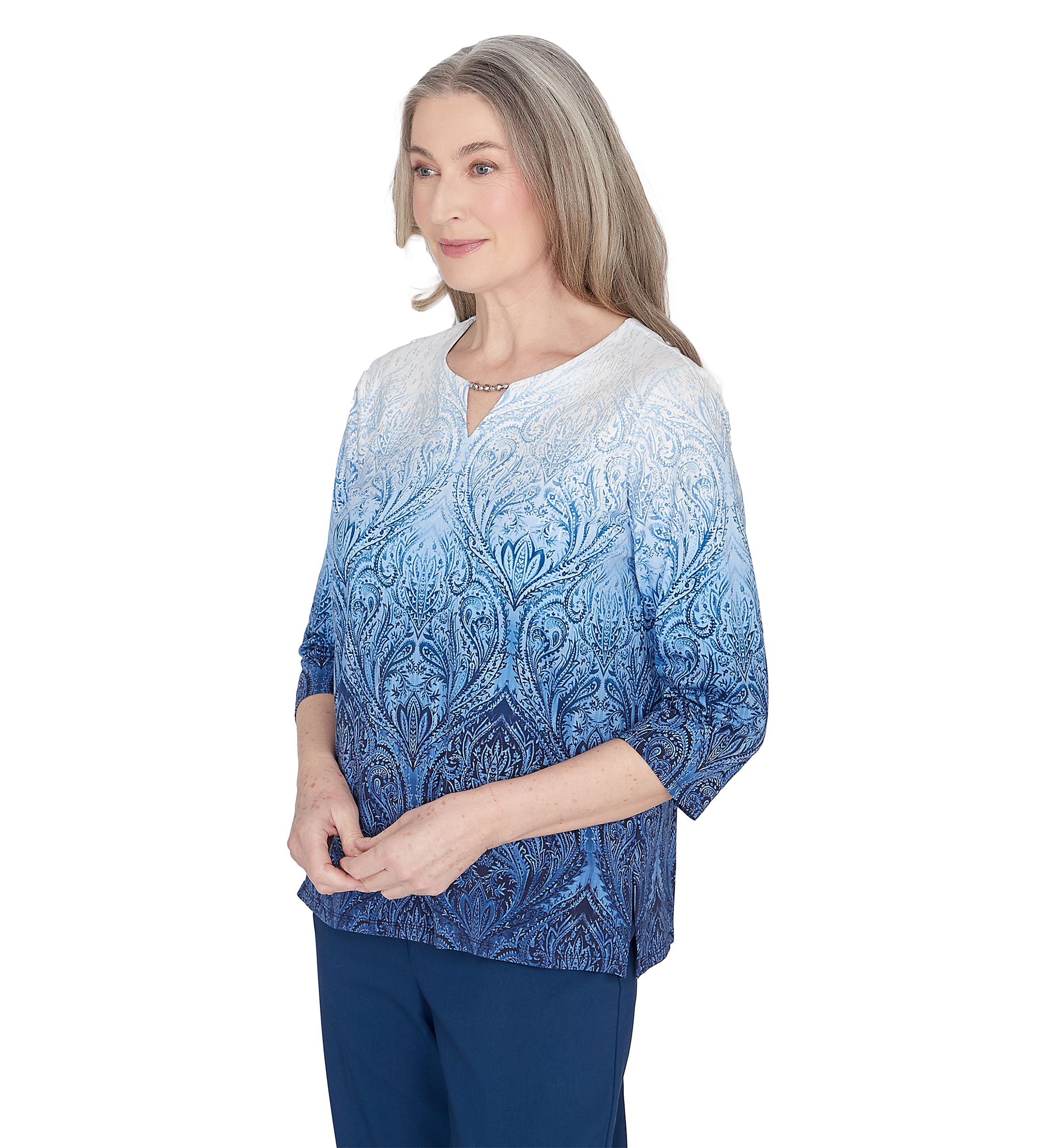 Petite Classics Ombré Medallion Blouse