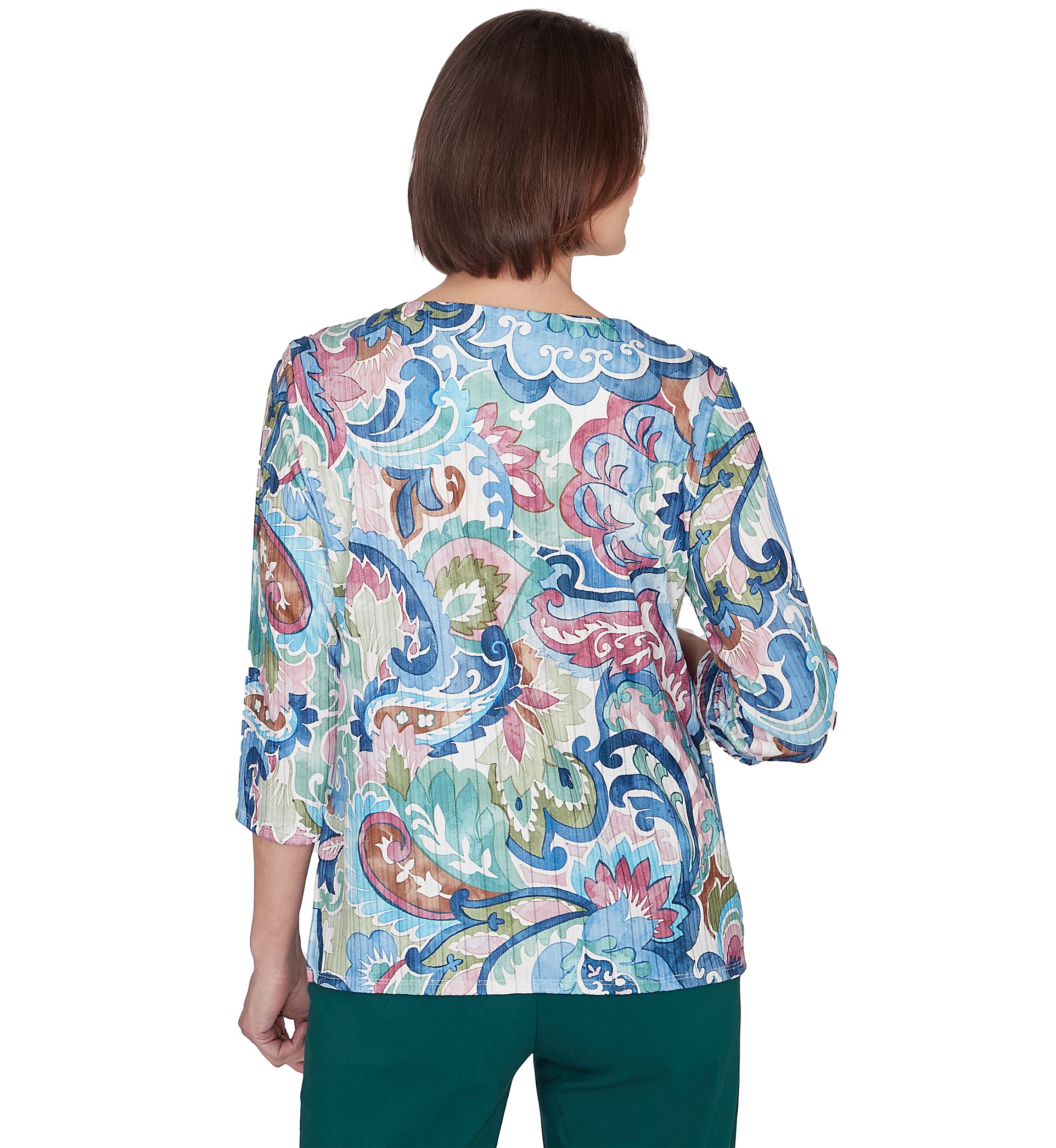 Petite Classics Scroll Multi Colored Top