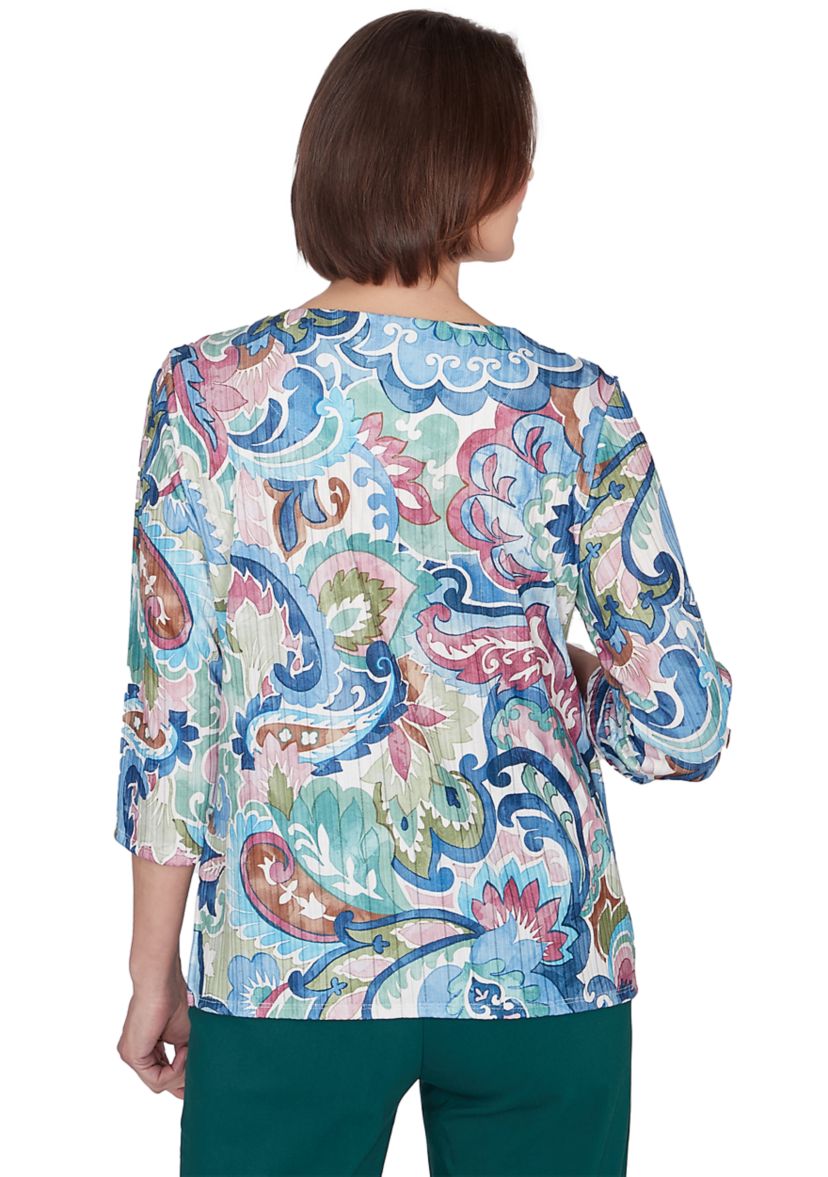 Petite Classics Scroll Multi Colored Top