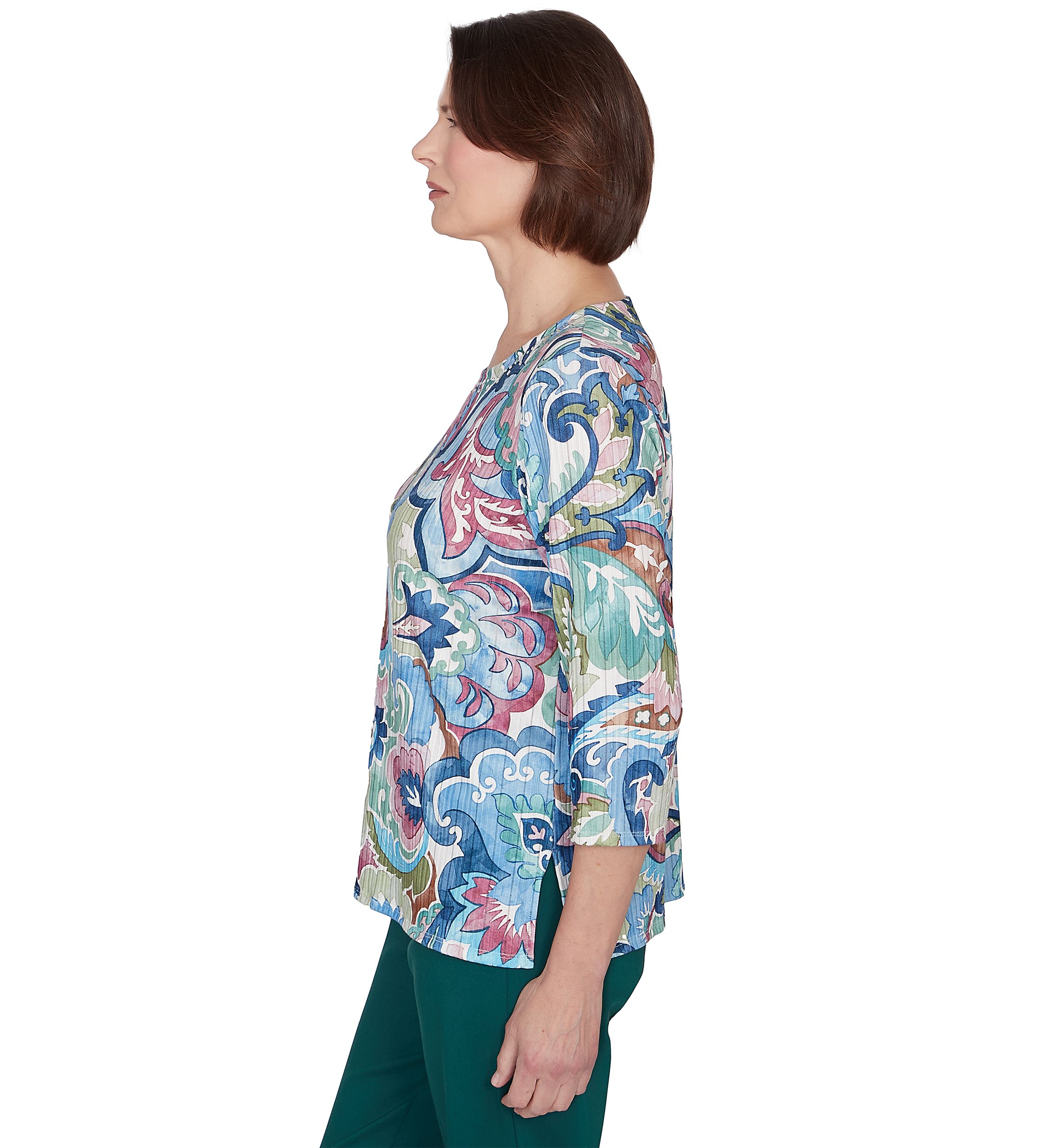 Petite Classics Scroll Multi Colored Top