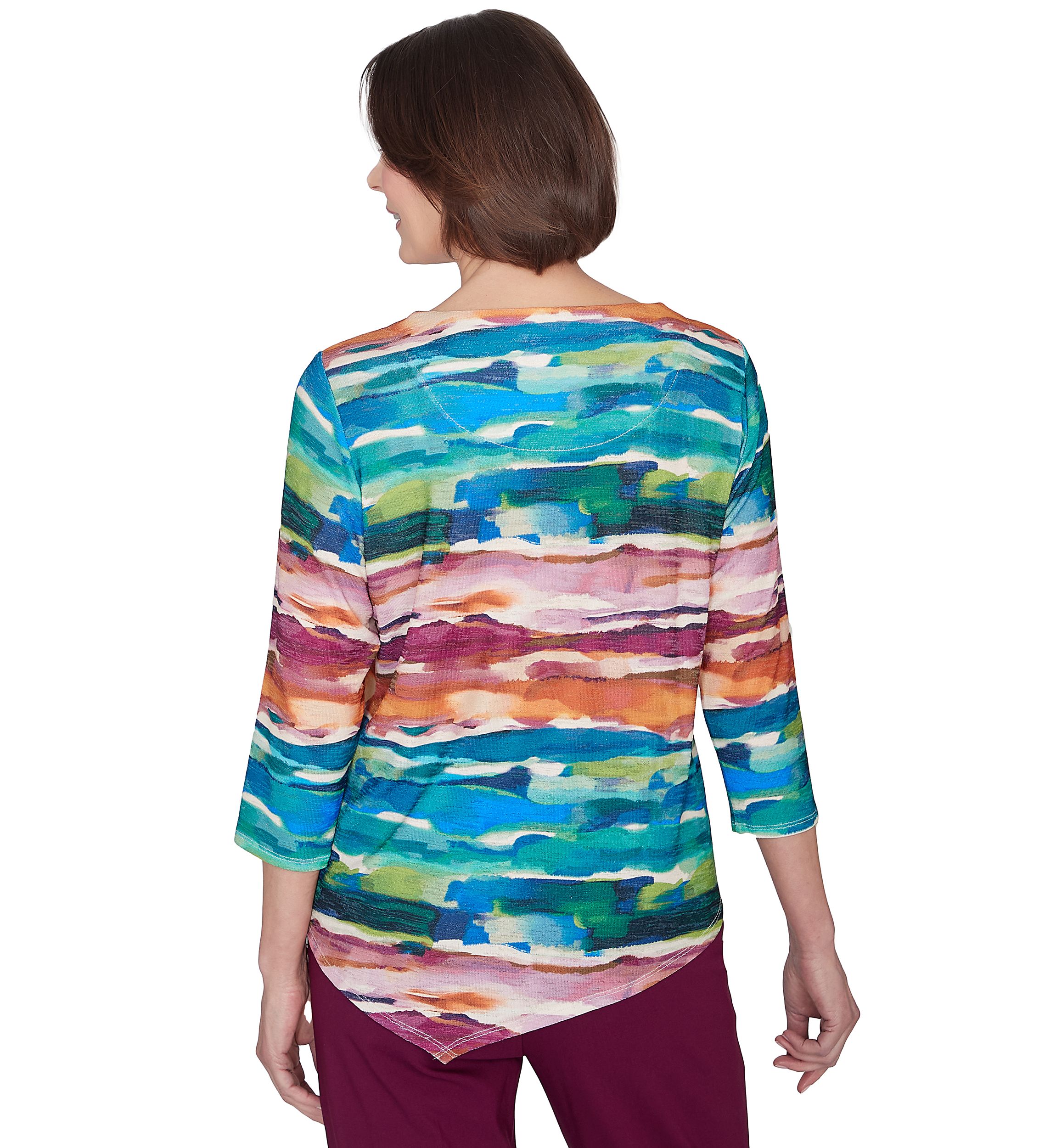 Petite Classics Watercolor Biadere Knit Top