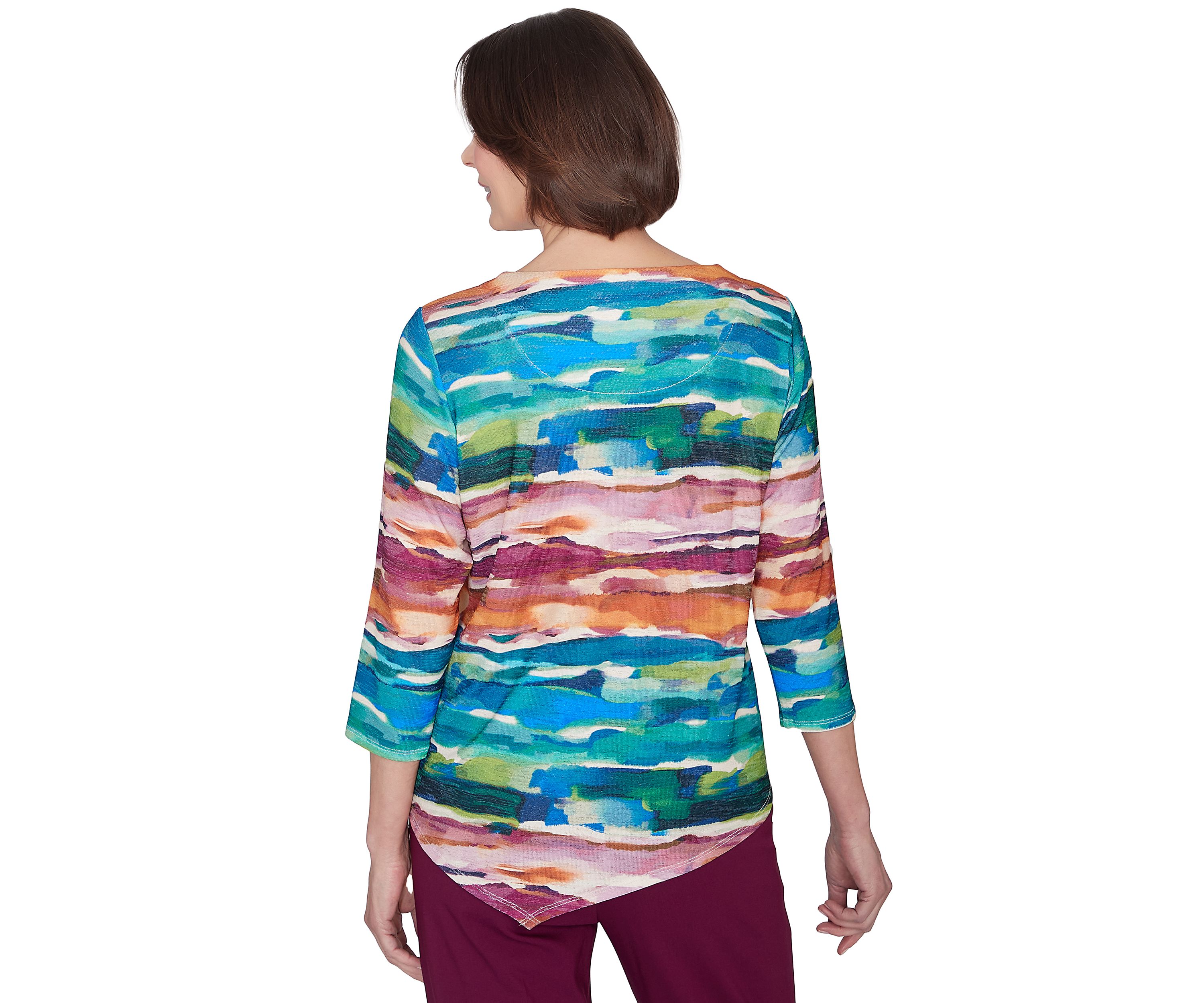 Petite Classics Watercolor Biadere Knit Top