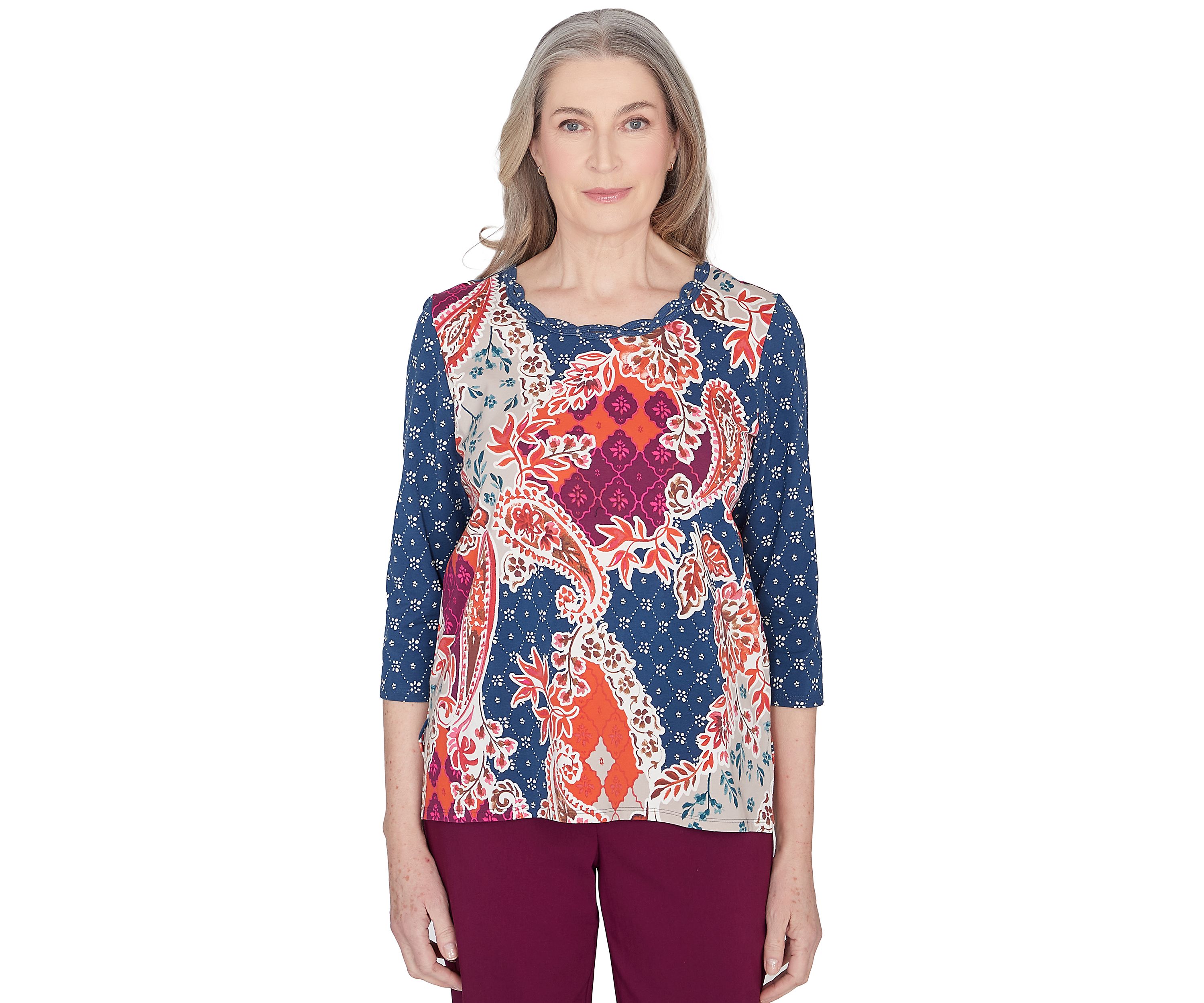 Petite Classics Paisley Patchwork Top