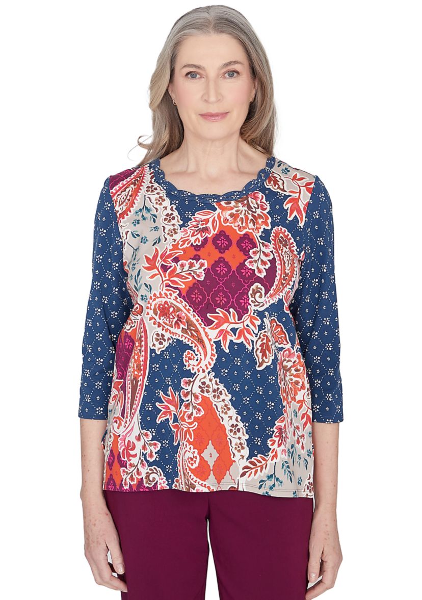Petite Classics Paisley Patchwork Top