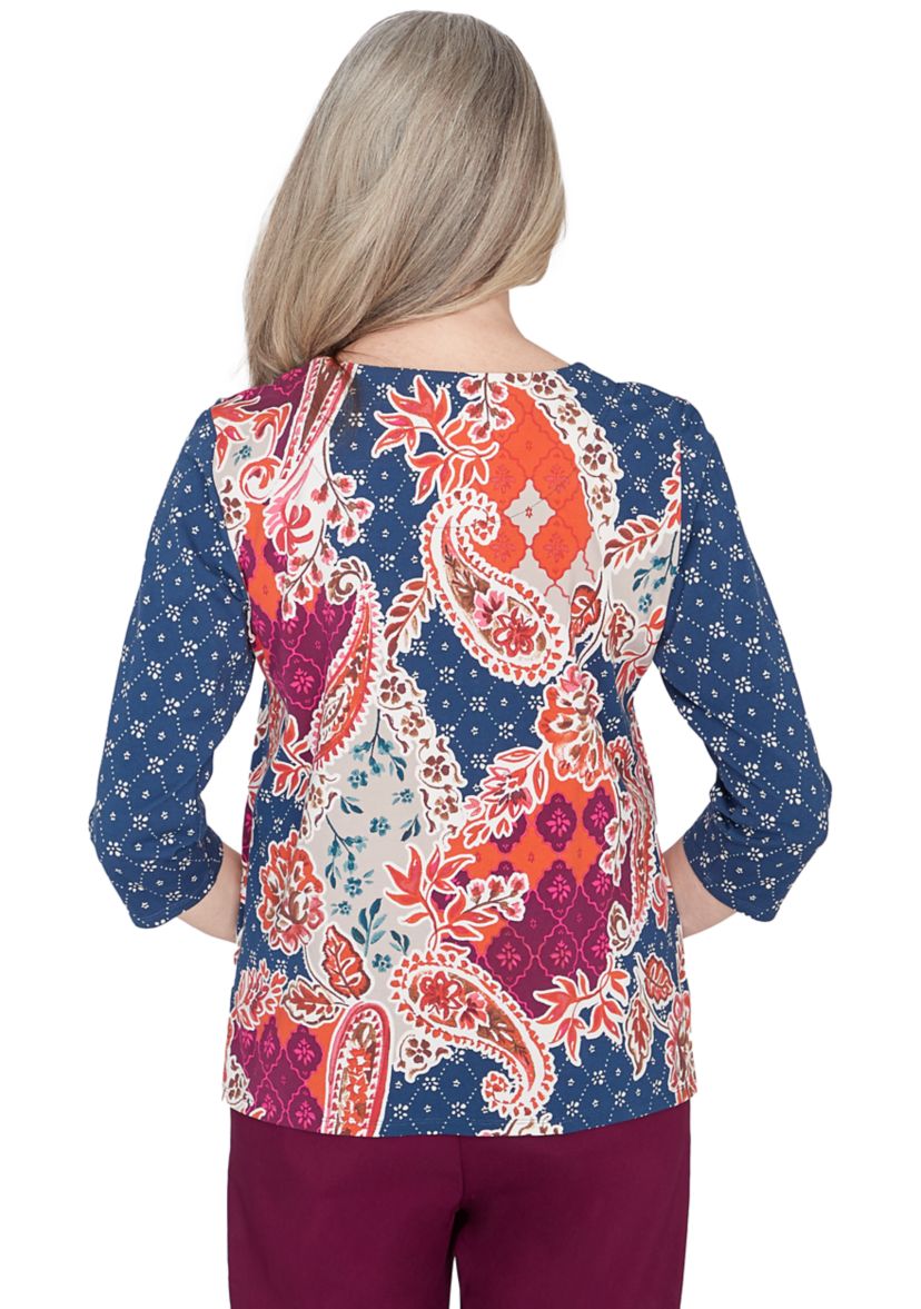 Petite Classics Paisley Patchwork Top
