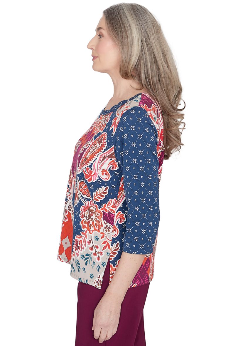 Petite Classics Paisley Patchwork Top