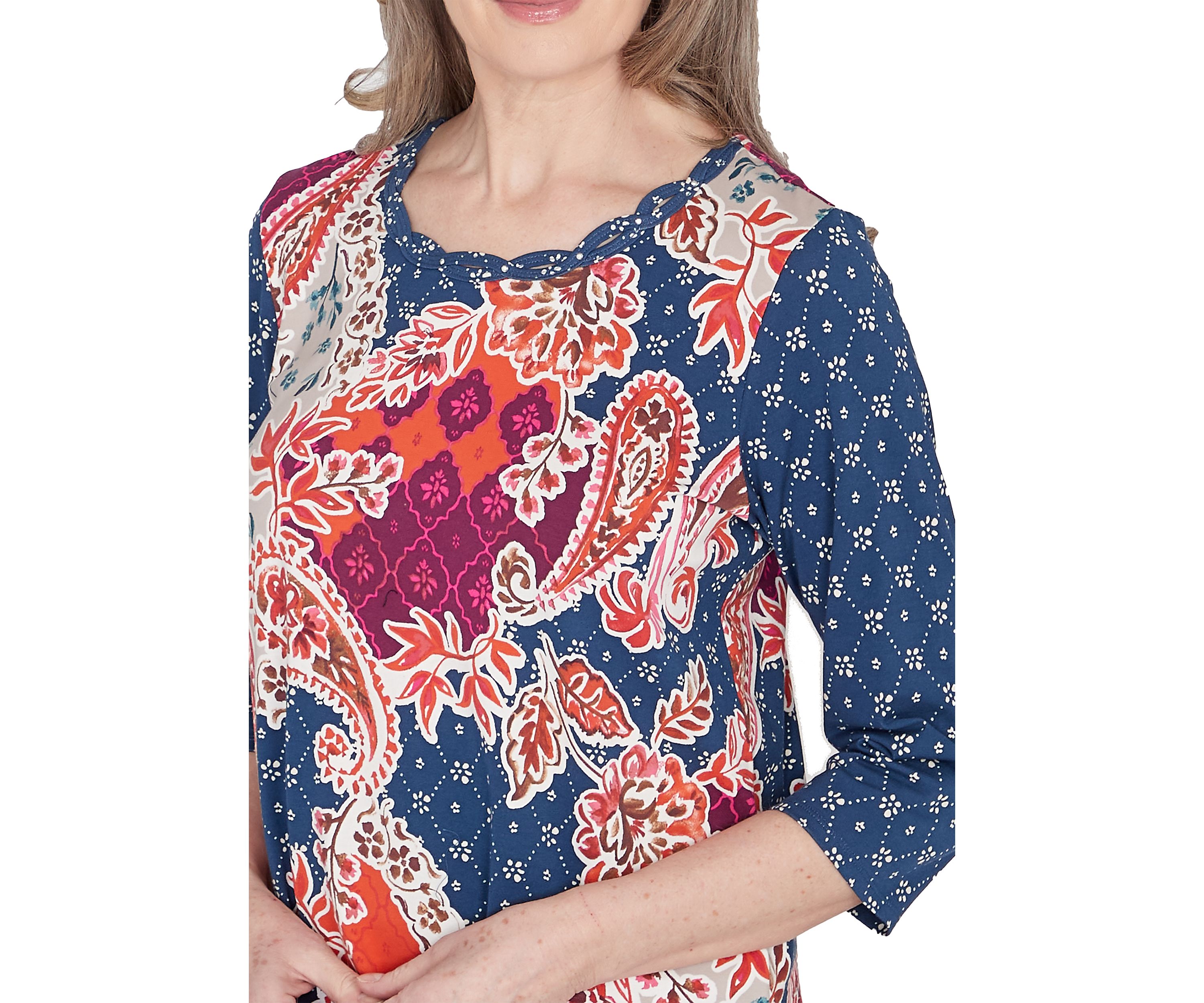 Petite Classics Paisley Patchwork Top