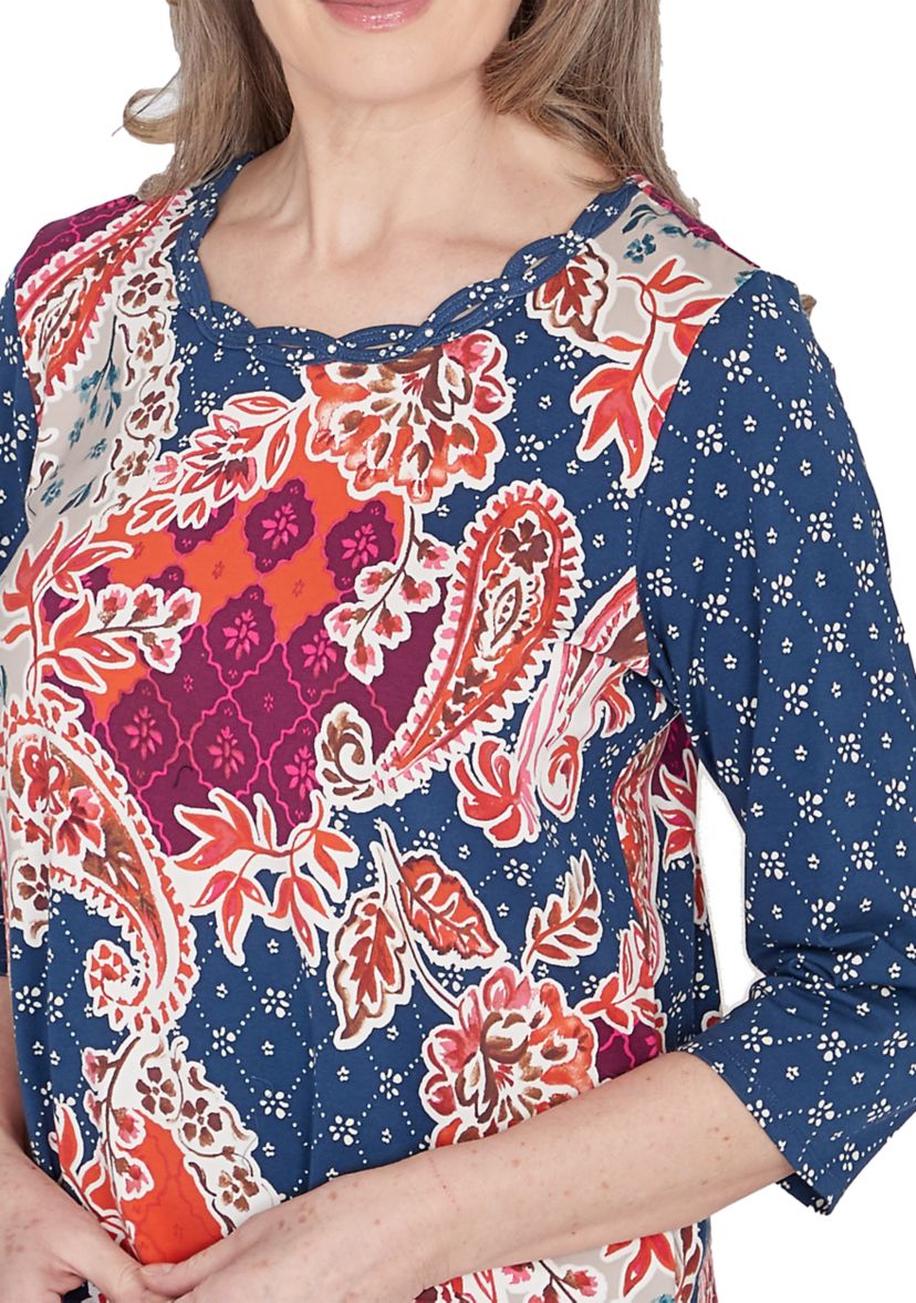 Petite Classics Paisley Patchwork Top