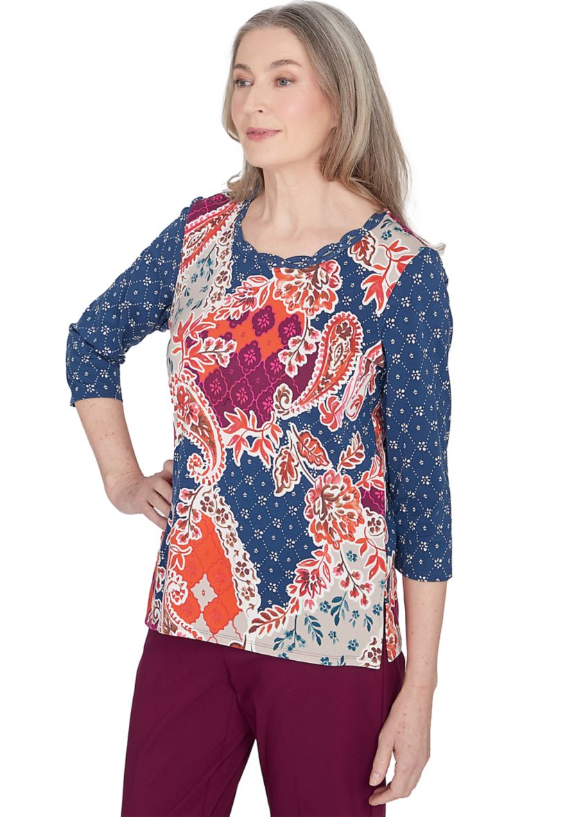 Petite Classics Paisley Patchwork Top