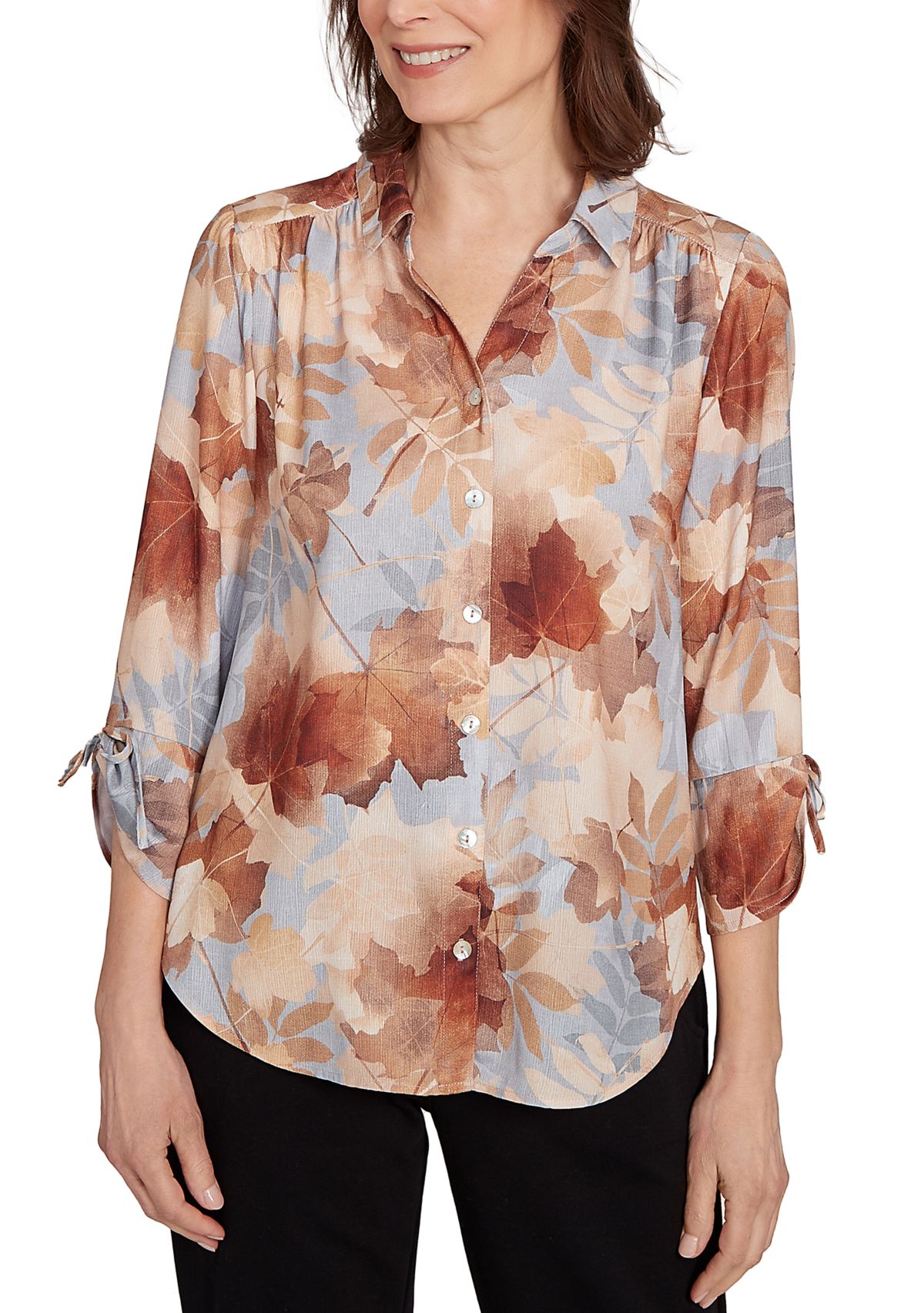 Womens Classics Texture Leaves Top 