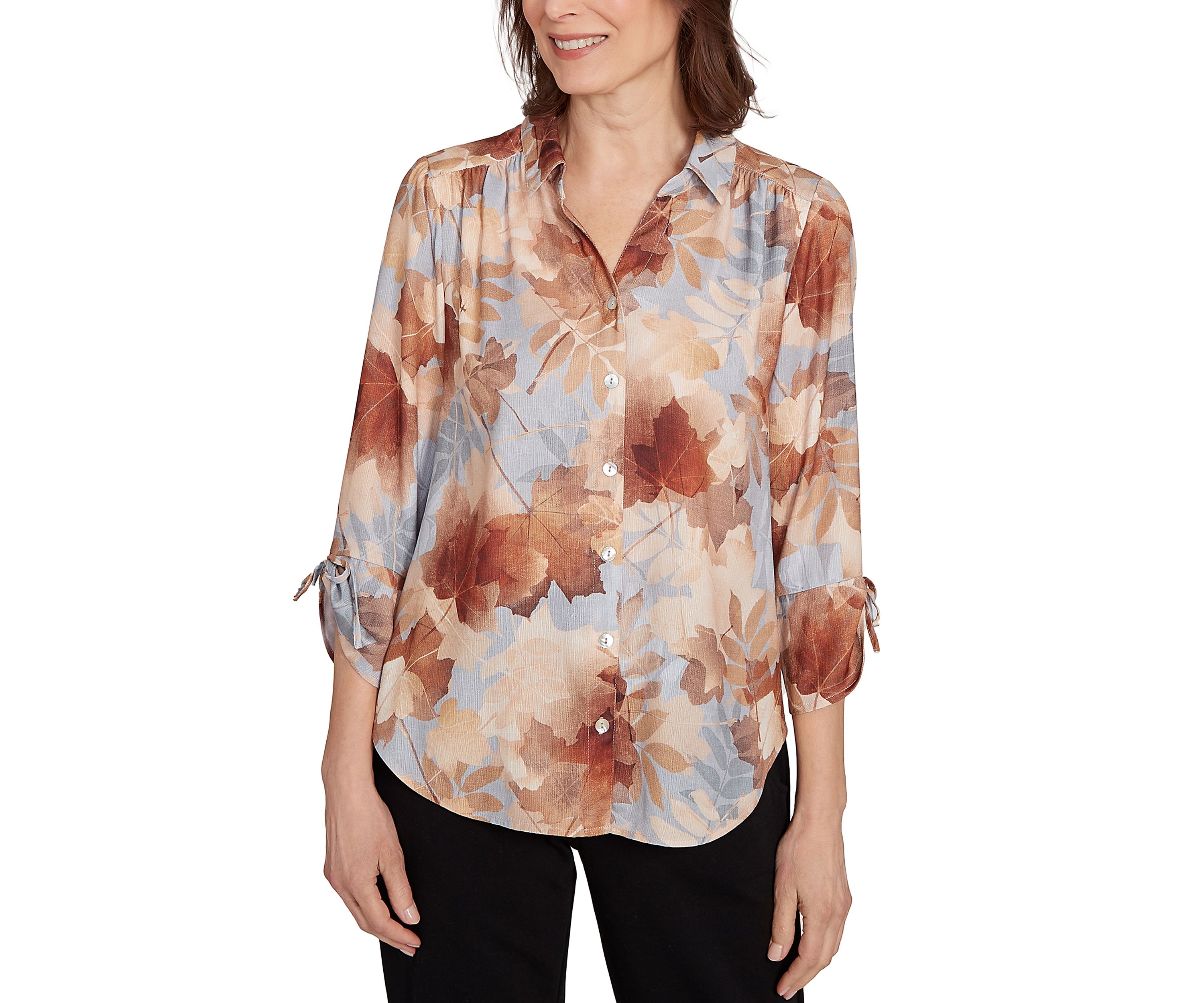 Womens Classics Texture Leaves Top 