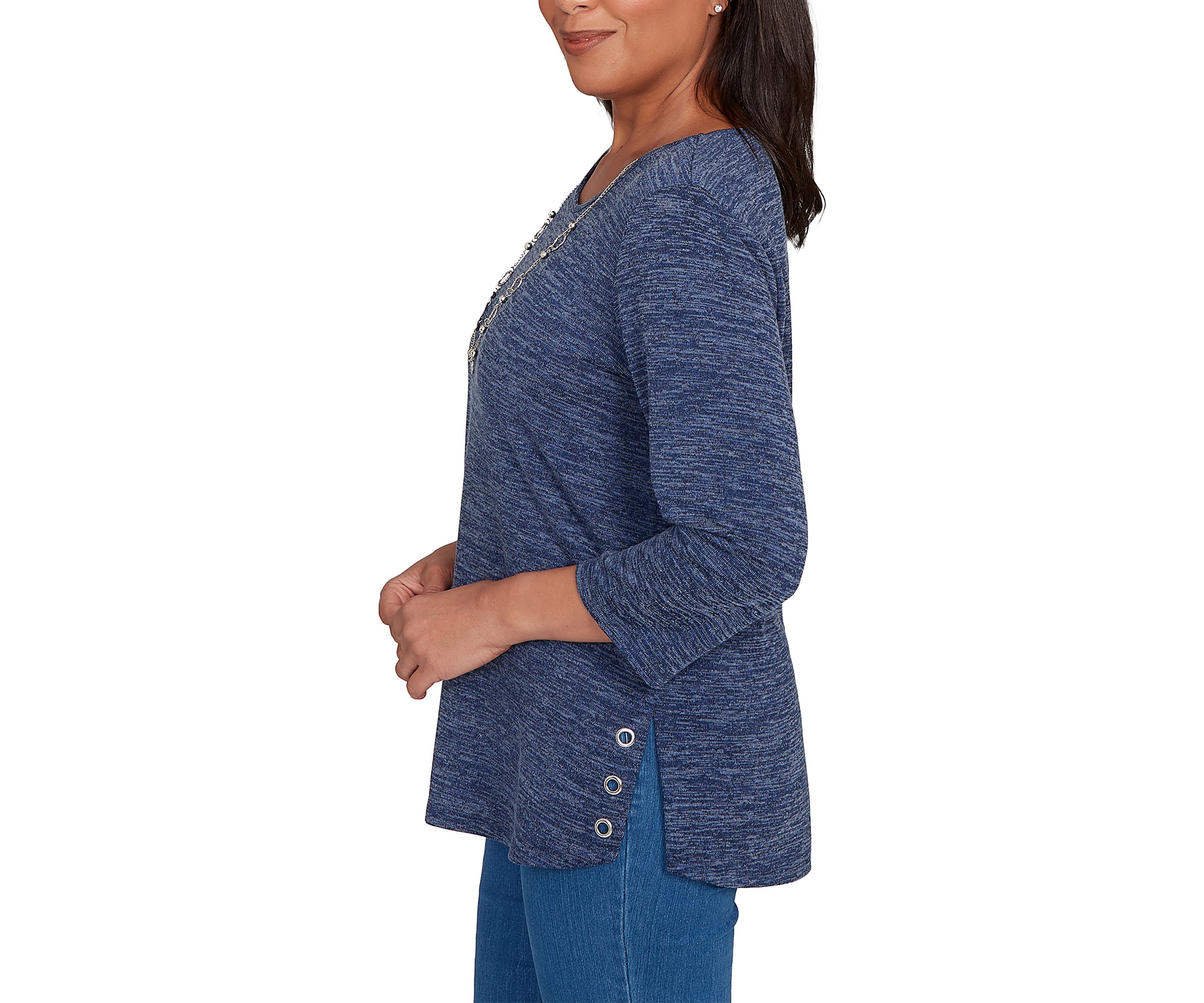 Womens Classics Melange Top with Necklace