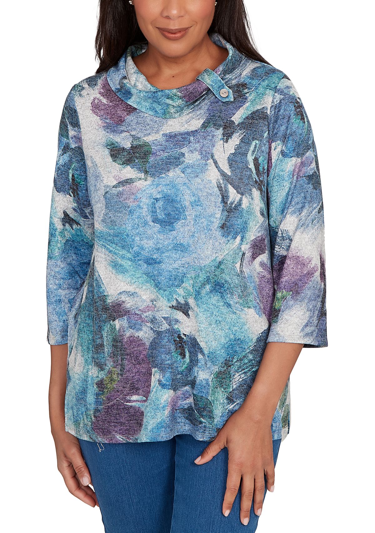 Womens Classics Brushstroke Floral Top