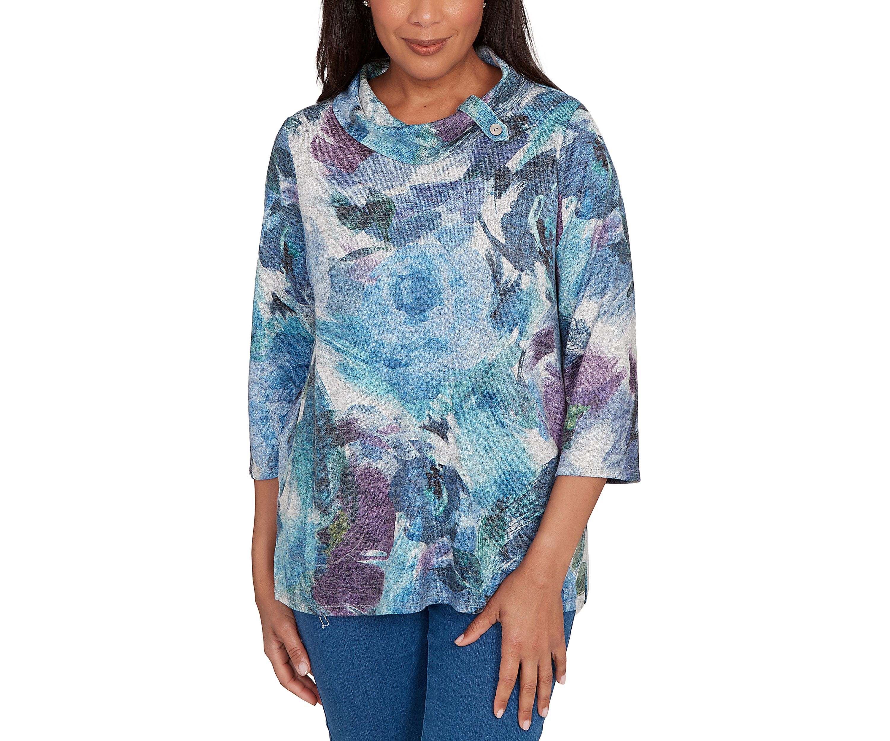 Womens Classics Brushstroke Floral Top
