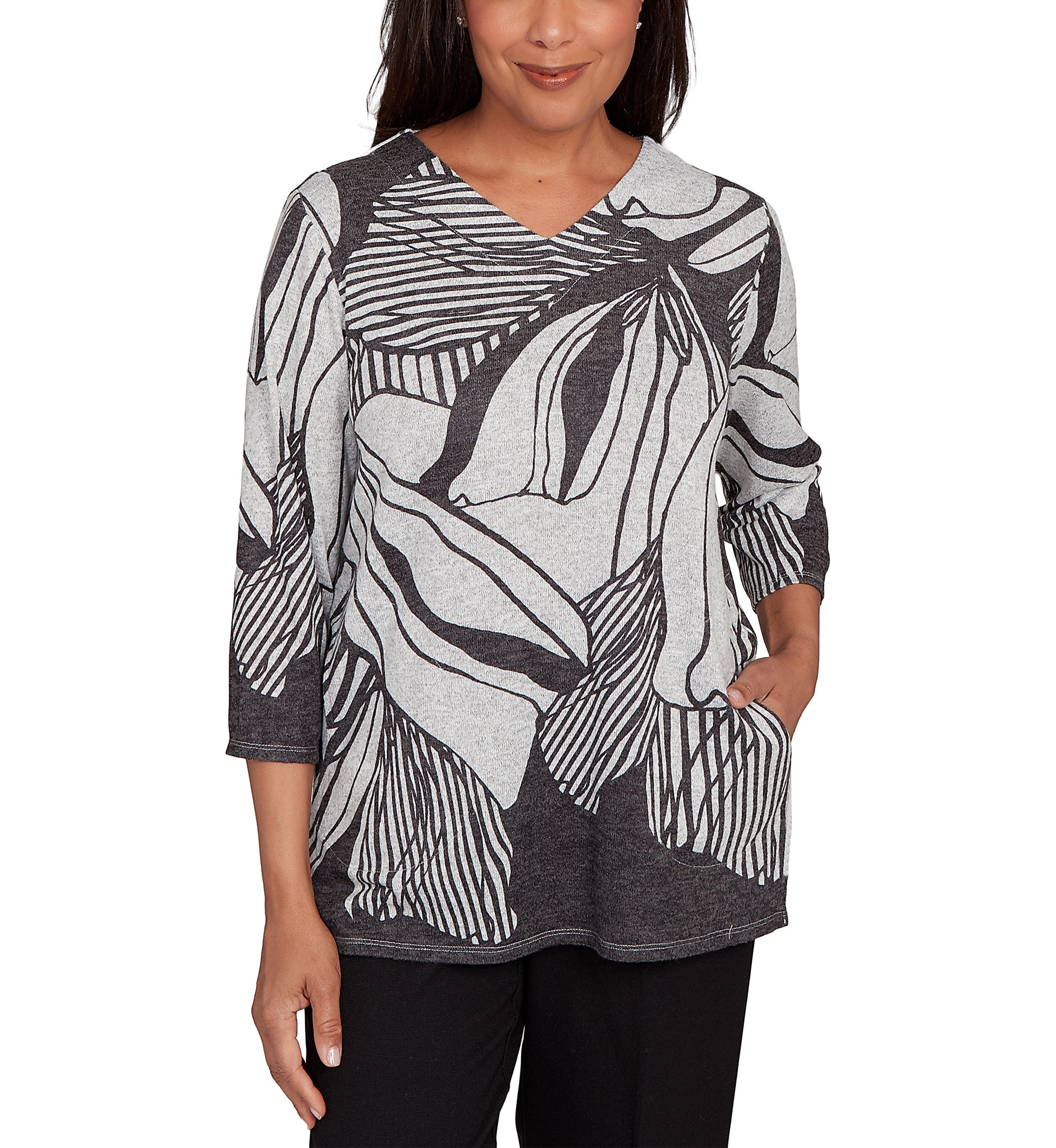 Womens Classics Stripe Floral Top 