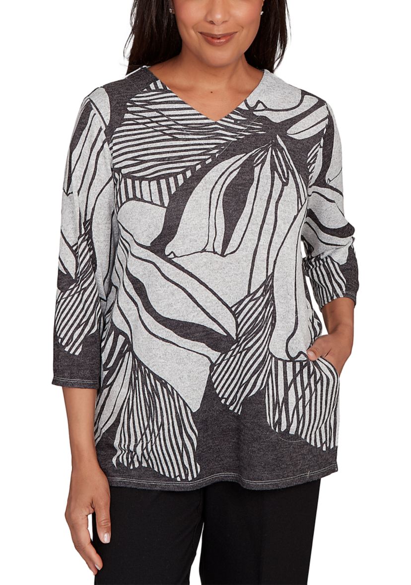 Womens Classics Stripe Floral Top 