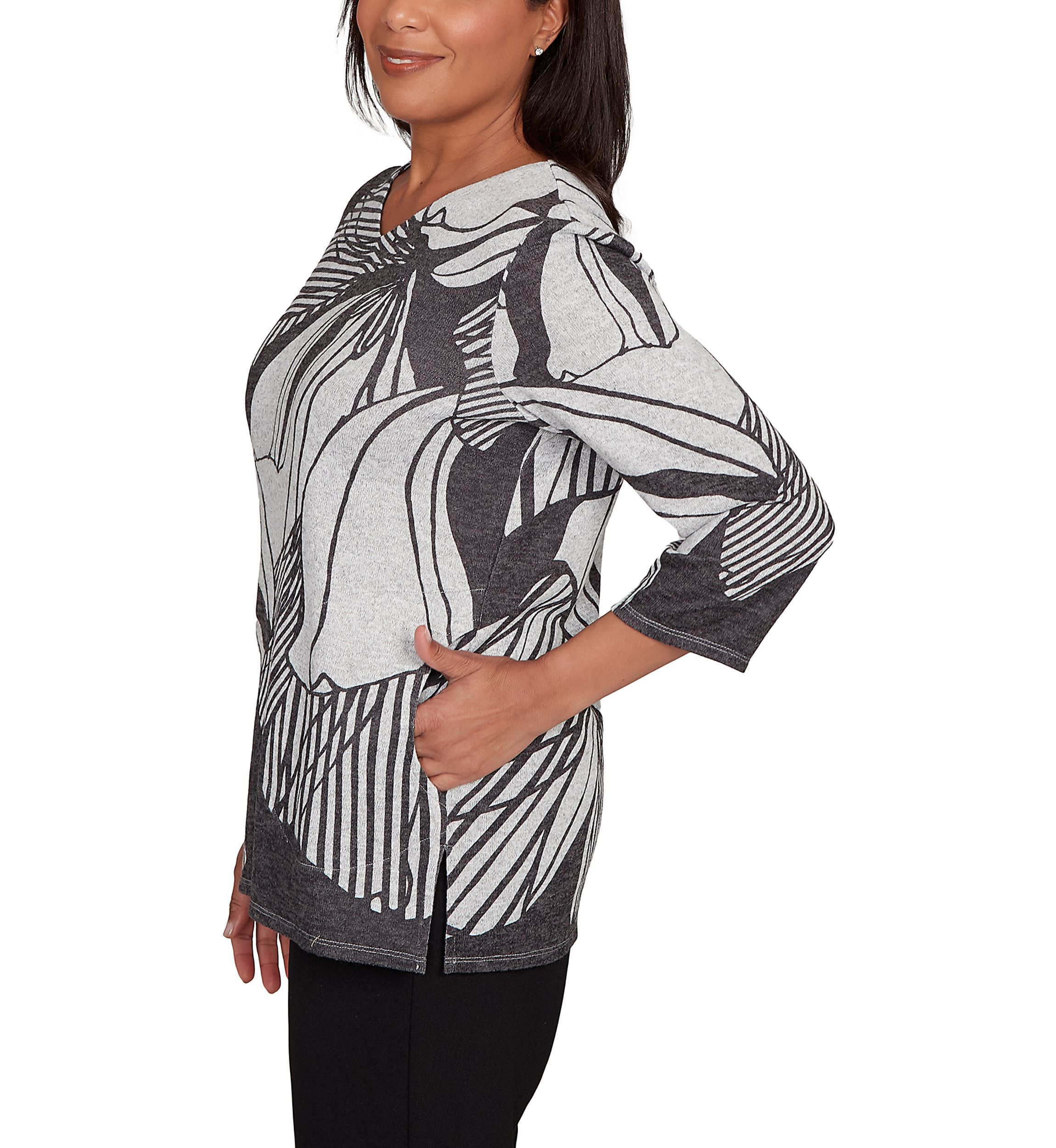 Womens Classics Stripe Floral Top 