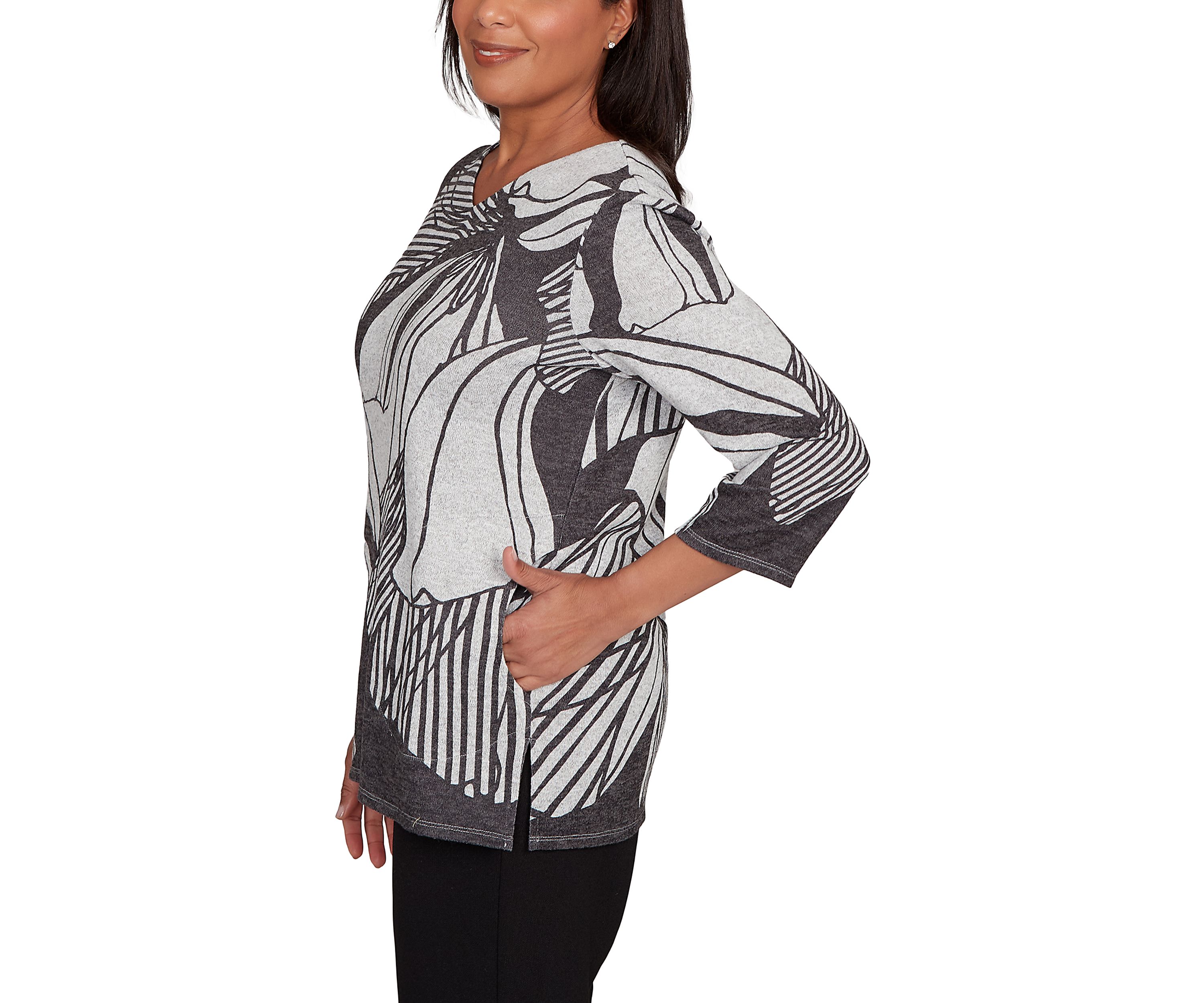 Womens Classics Stripe Floral Top 