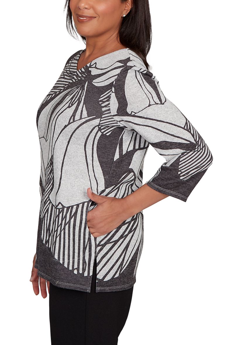 Womens Classics Stripe Floral Top 
