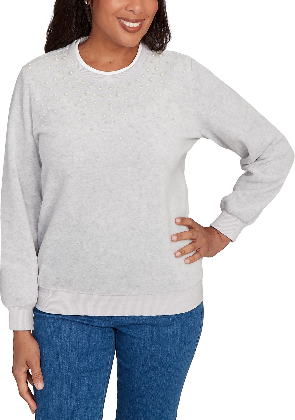Womens Classics Embellished Yoke Top 