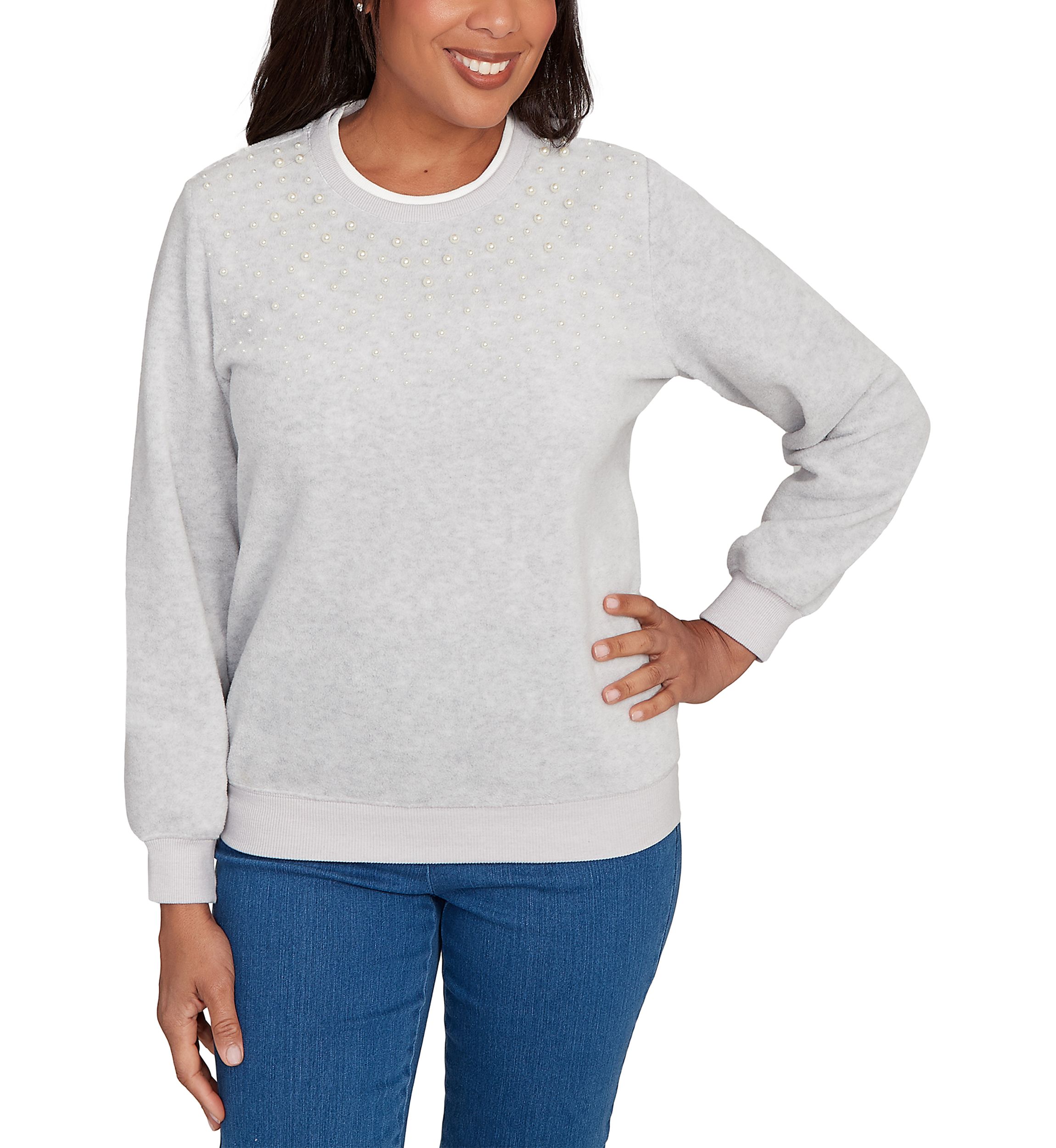 Womens Classics Embellished Yoke Top 