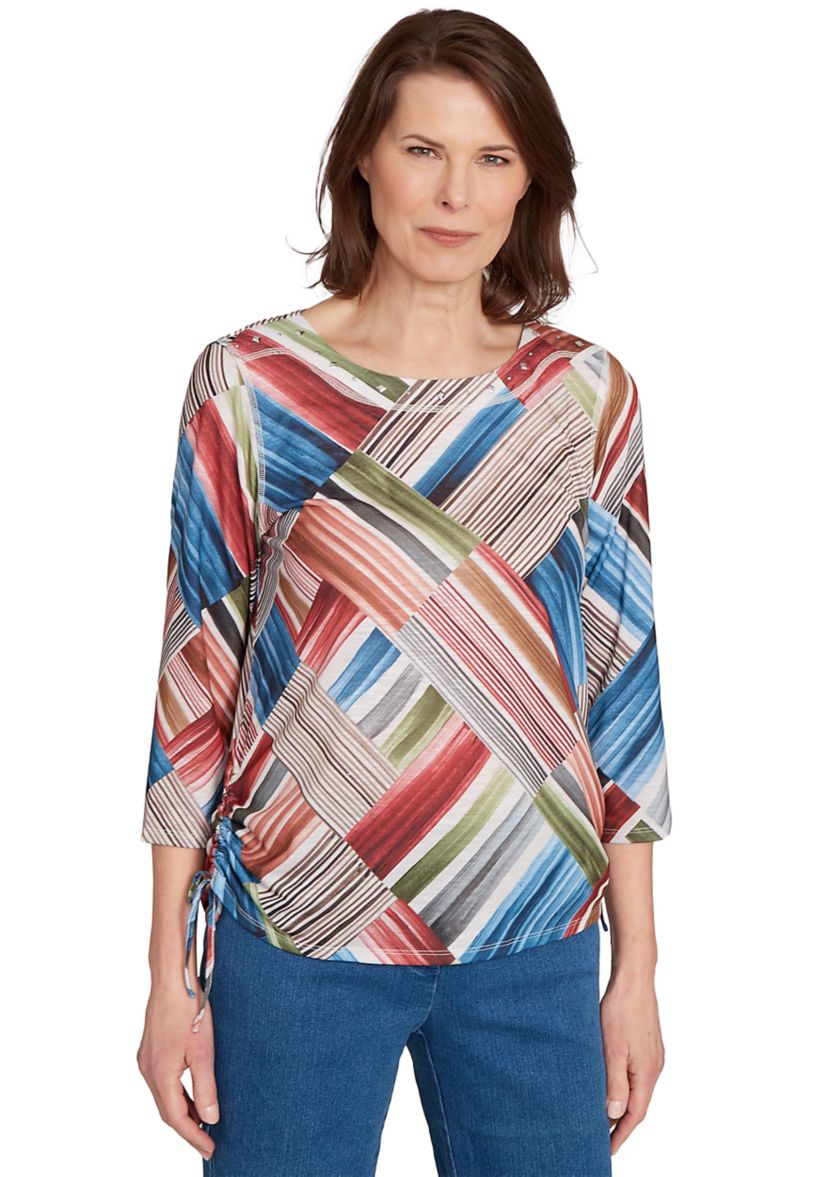 Womens Classics F5 Stripe PatchworkTop 