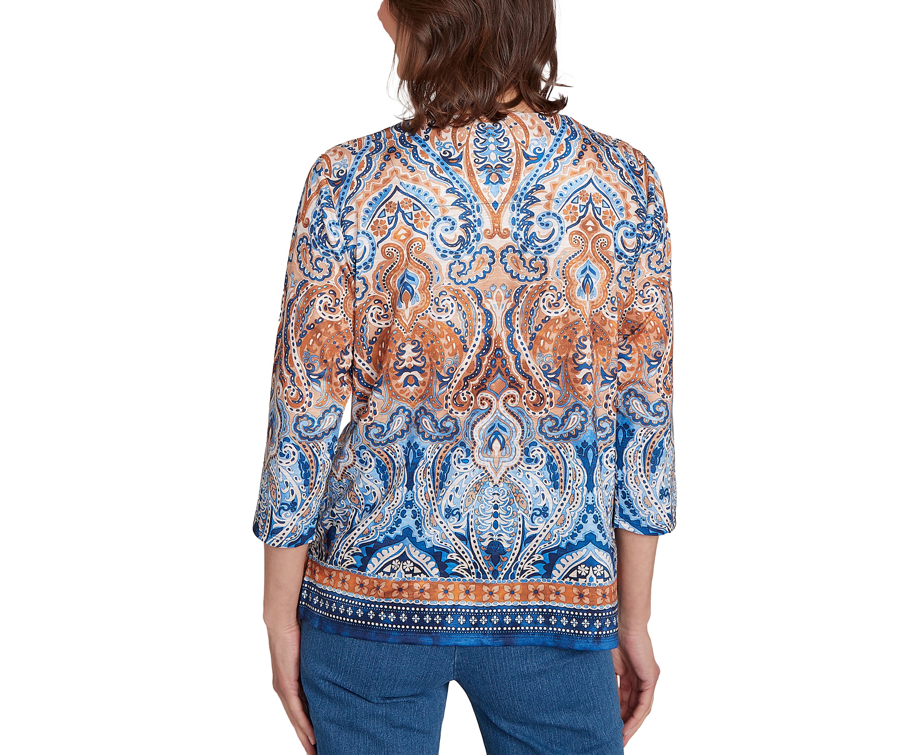 Womens Classics Border Medallion Top 