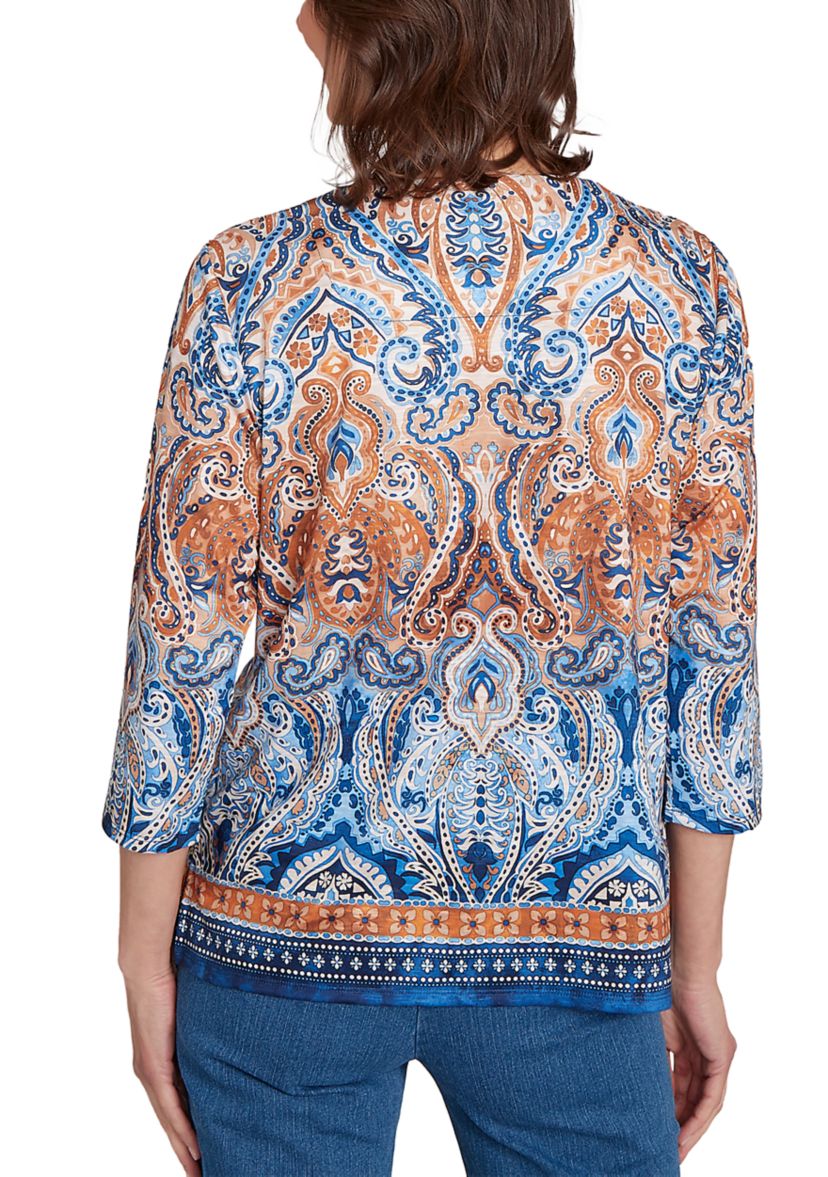 Womens Classics Border Medallion Top 
