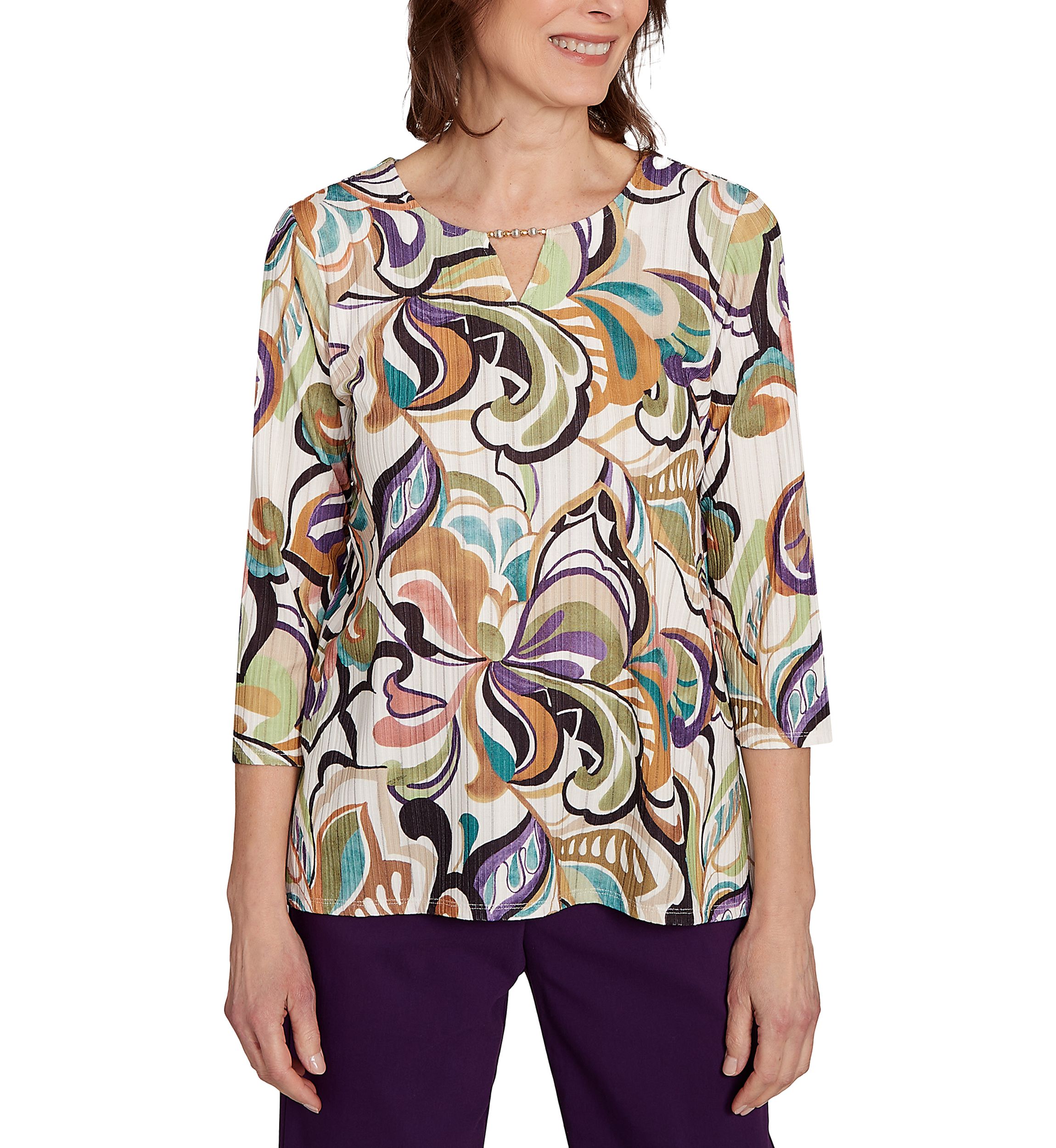 Womens Classics Abstract Scroll Top 