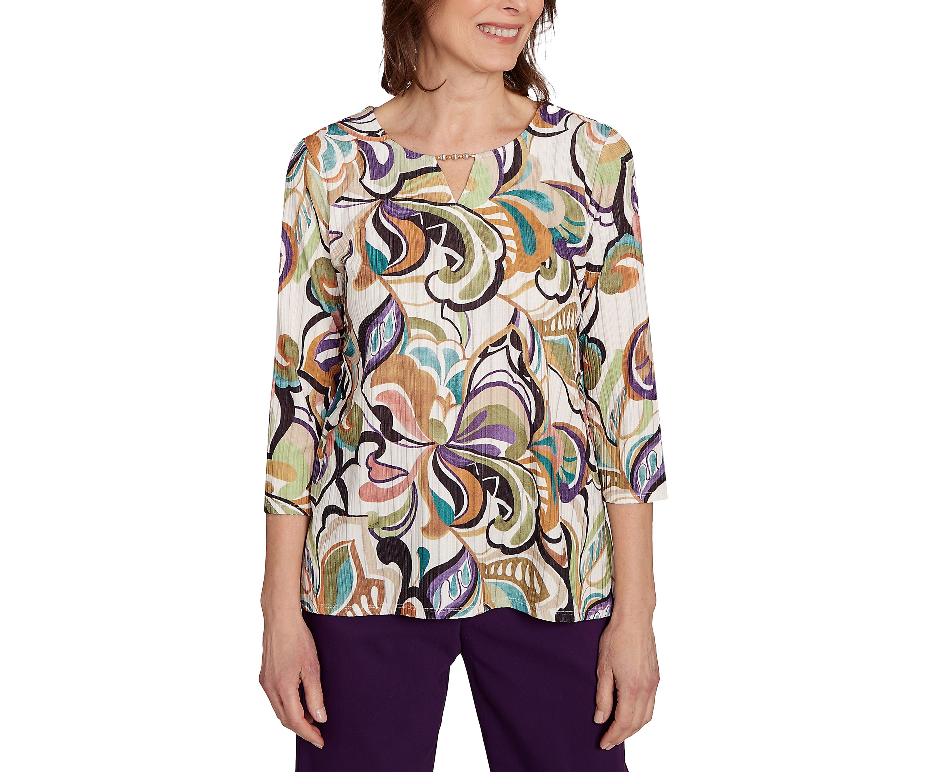 Womens Classics Abstract Scroll Top 