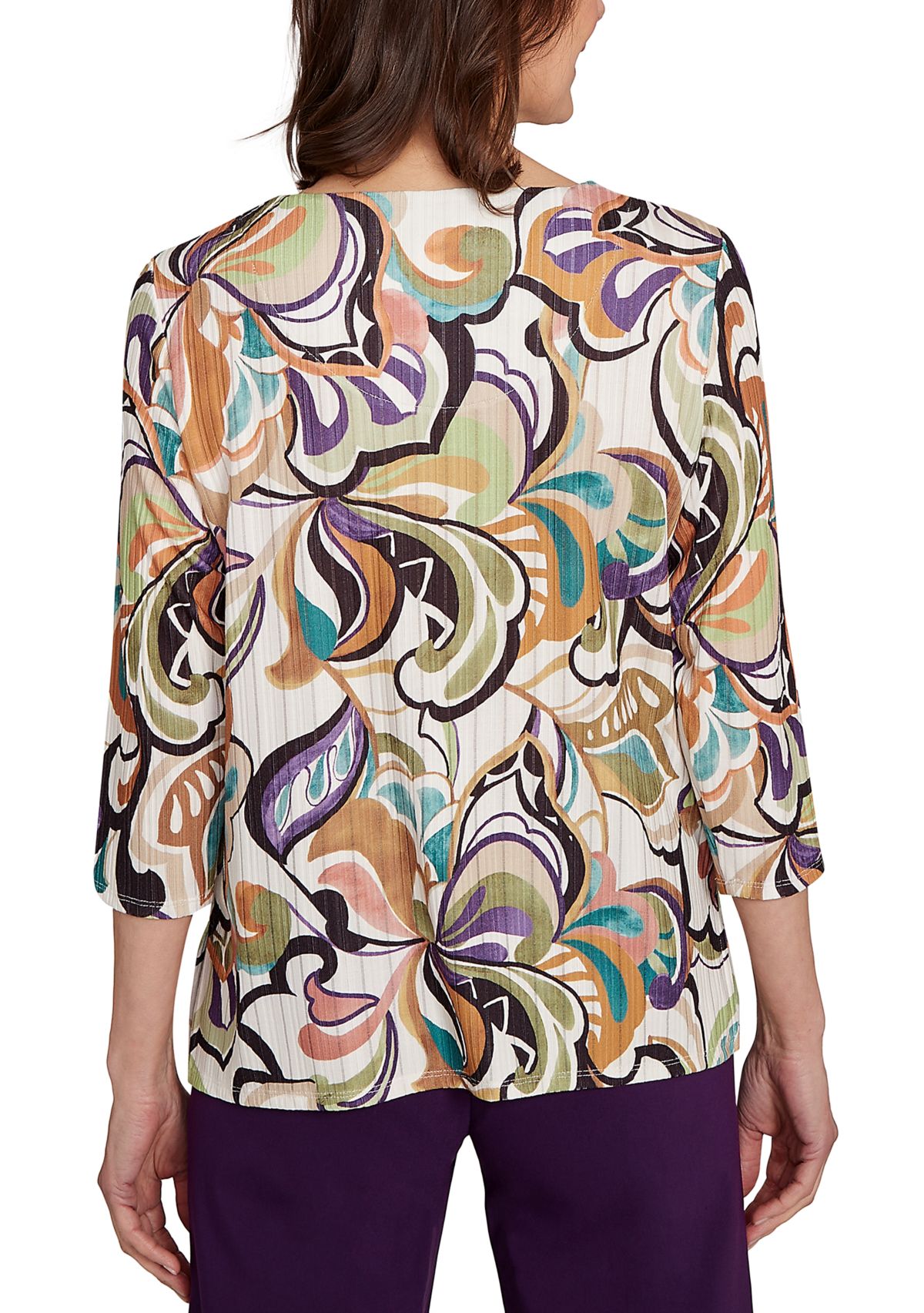 Womens Classics Abstract Scroll Top 