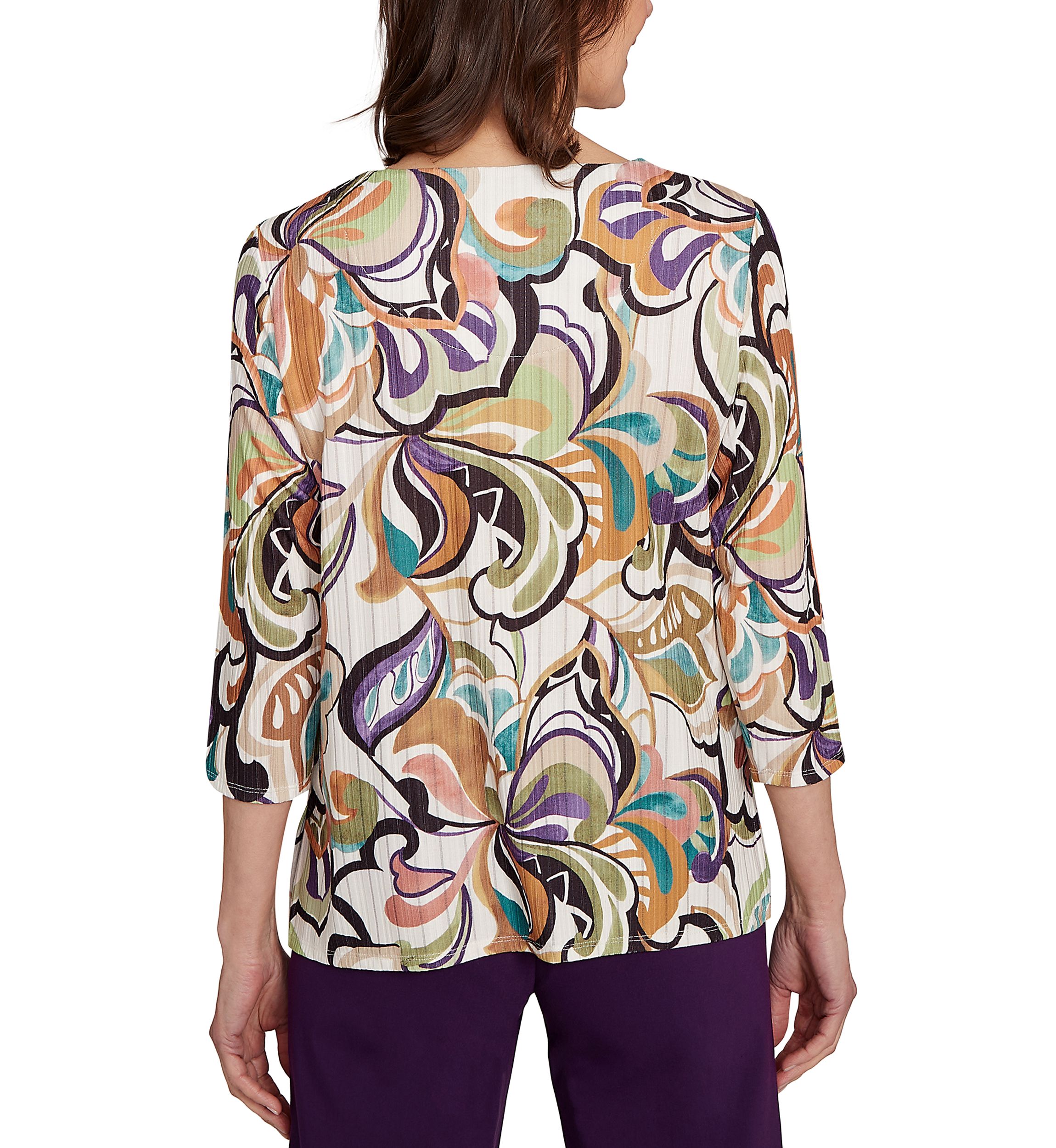 Womens Classics Abstract Scroll Top 
