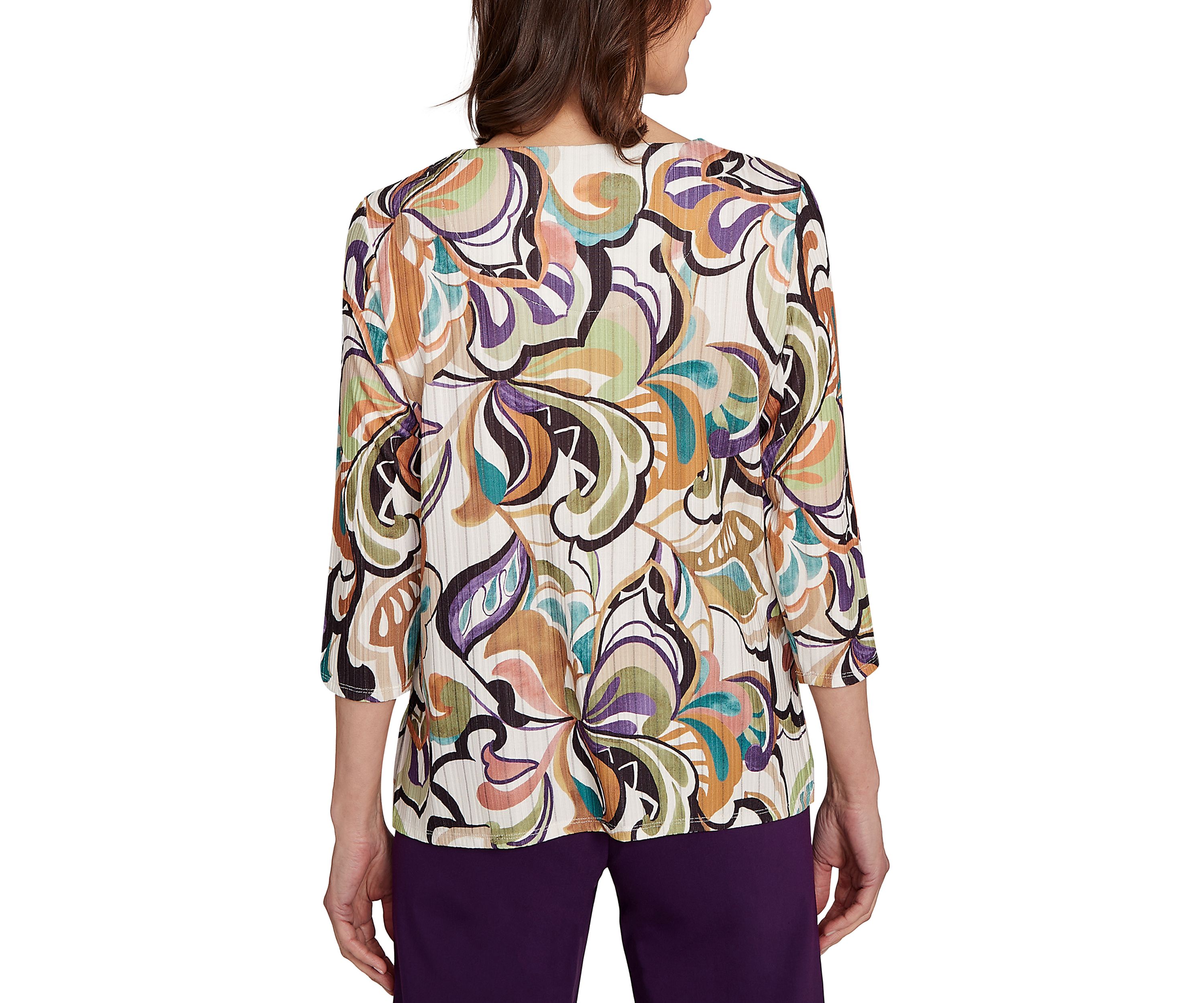 Womens Classics Abstract Scroll Top 